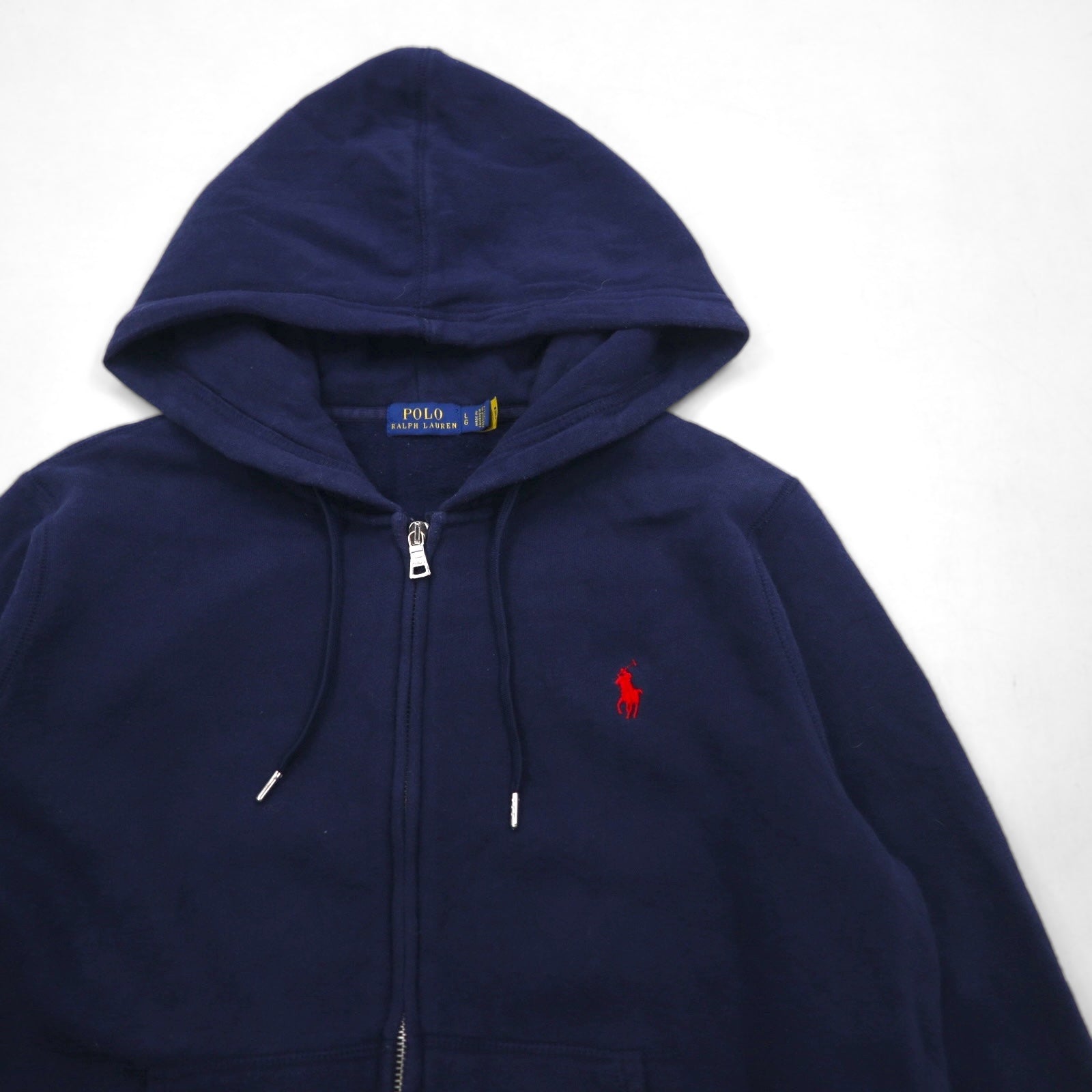 POLO RALPH LAUREN フルジップパーカー L ネイビー コットン スモールポニー刺繍 ダブルジップ