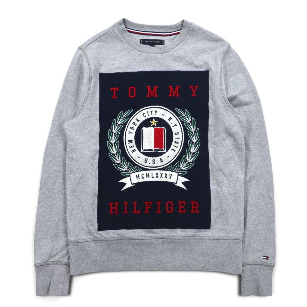TOMMY HILFIGER プリント クルーネック スウェット S グレー コットン MW0MW09466