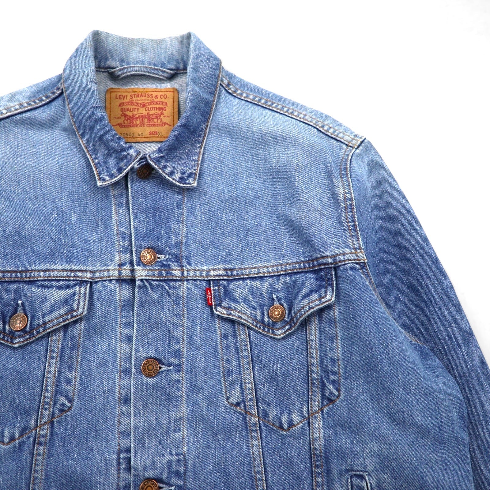 Giacca di jeans Levi's anni '90, modello europeo, made in Italy, taglia XL, colore indaco blu, 70503 0407