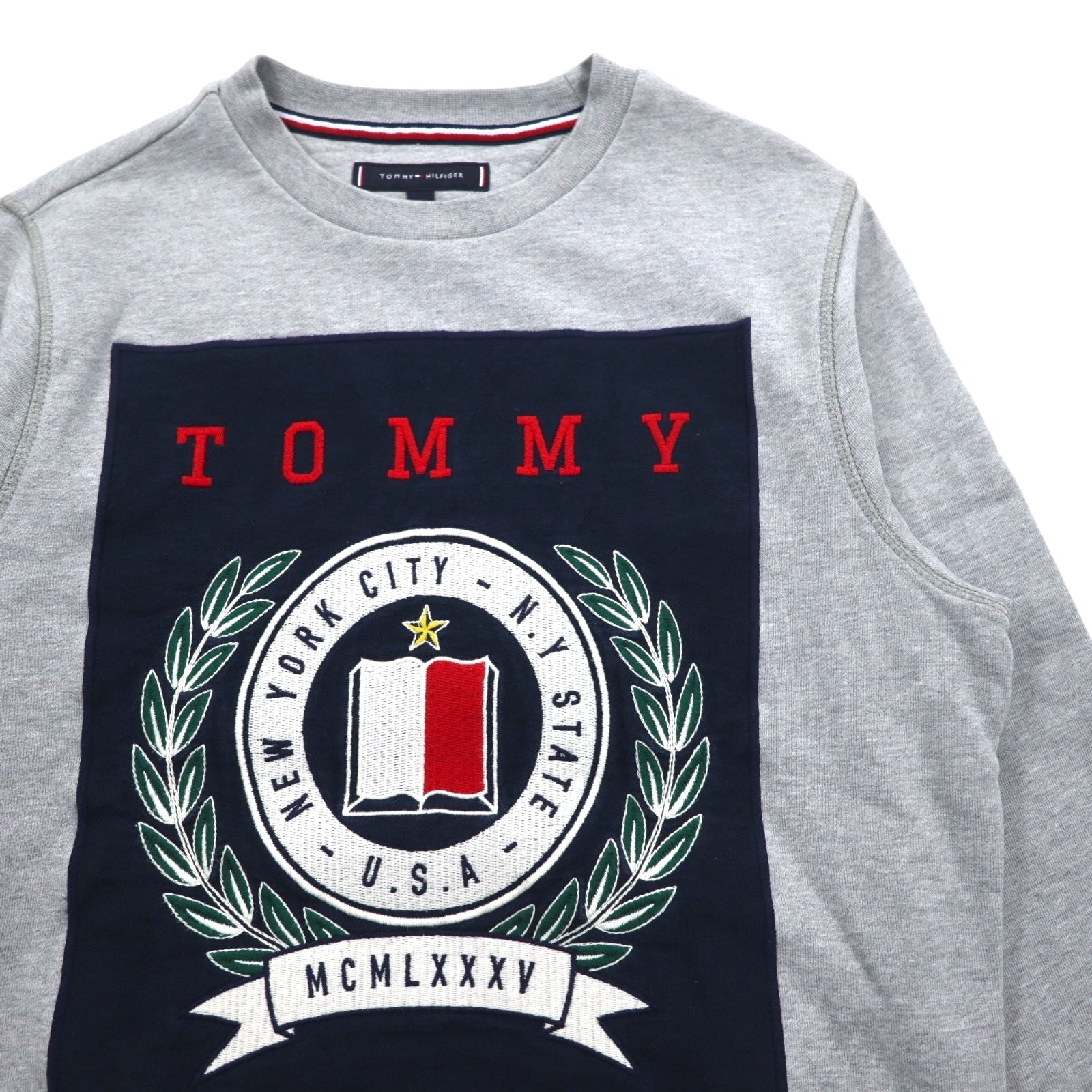 TOMMY HILFIGER プリント クルーネック スウェット S グレー コットン MW0MW09466
