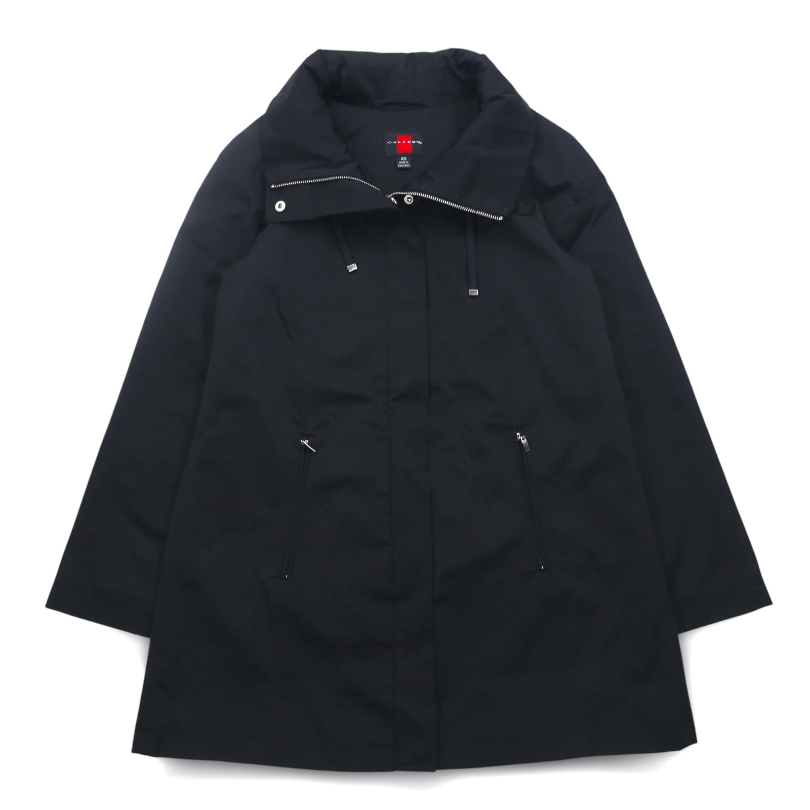 GALLERY Cappotto ad A con collo a listino, taglia XS, nero, cotone poliestere
