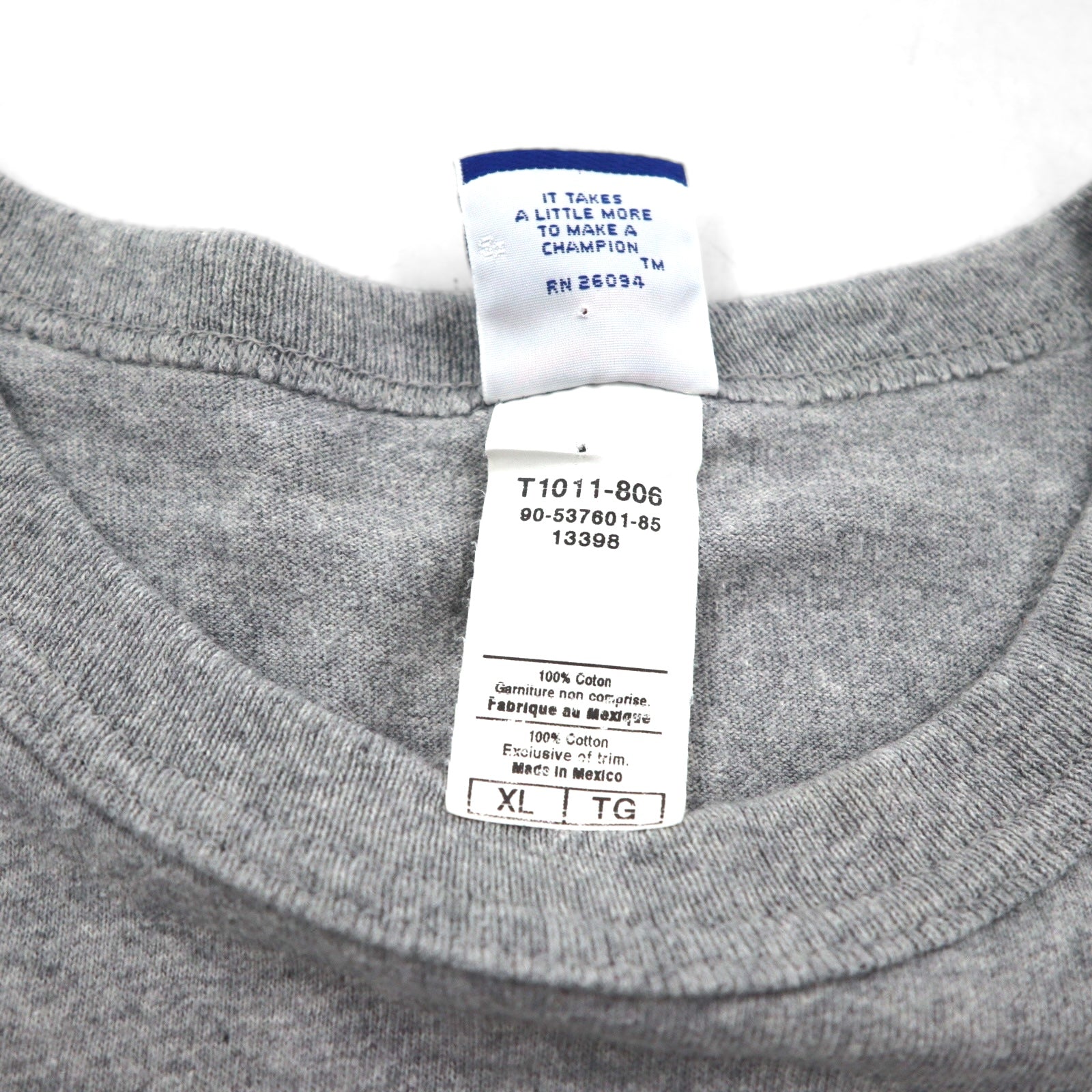 Champion anni '90, maglietta con etichetta ricamata, taglia XL, grigio, cotone, NOTRE DAME FOOTBALL, made in Mexico