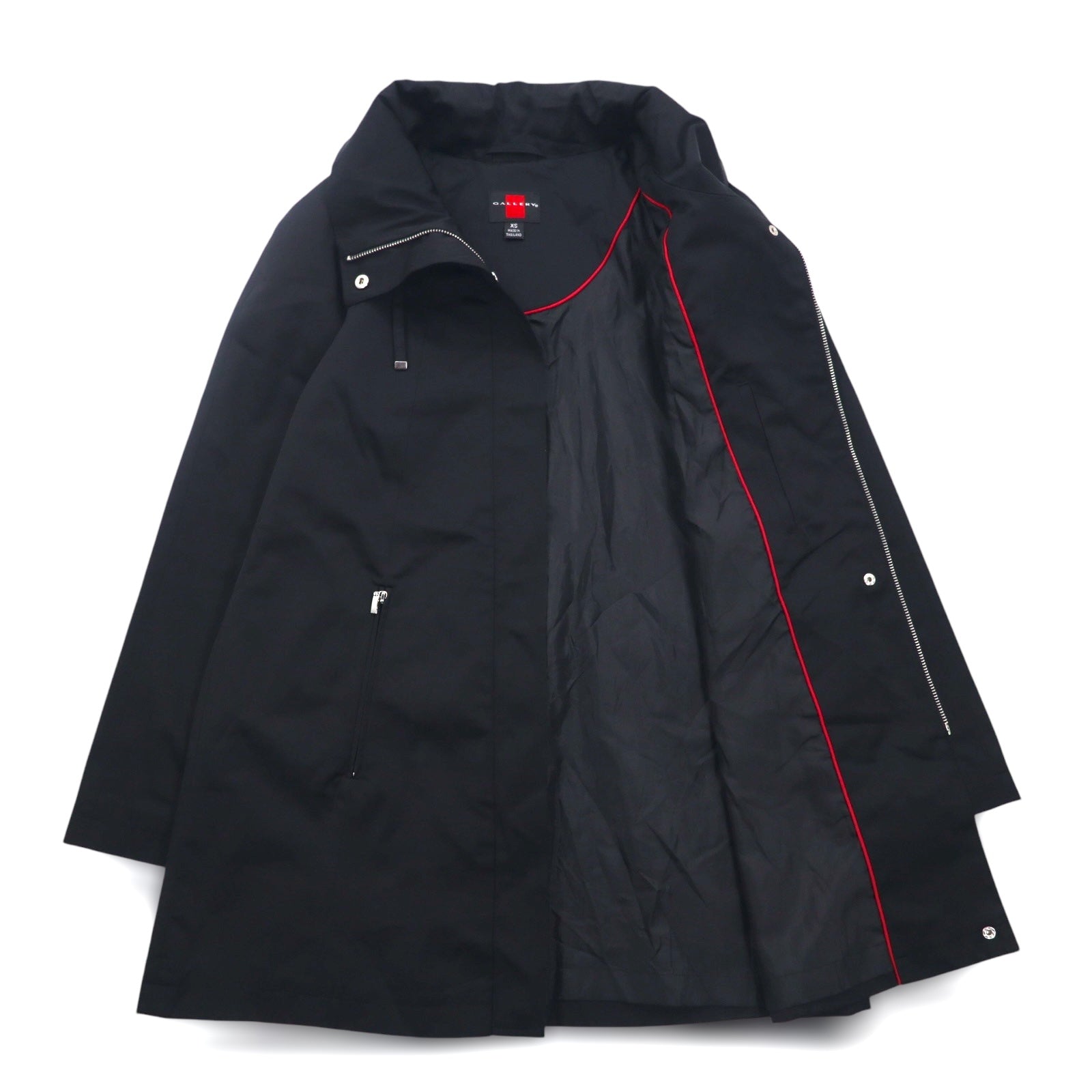 GALLERY Cappotto ad A con collo a listino, taglia XS, nero, cotone poliestere