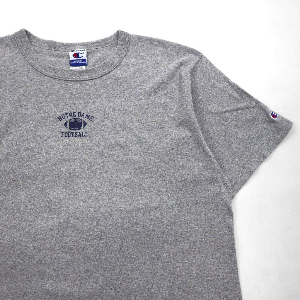 Champion 90年代 刺繍タグ Tシャツ XL グレー コットン NOTRE DAME FOOTBALL メキシコ製