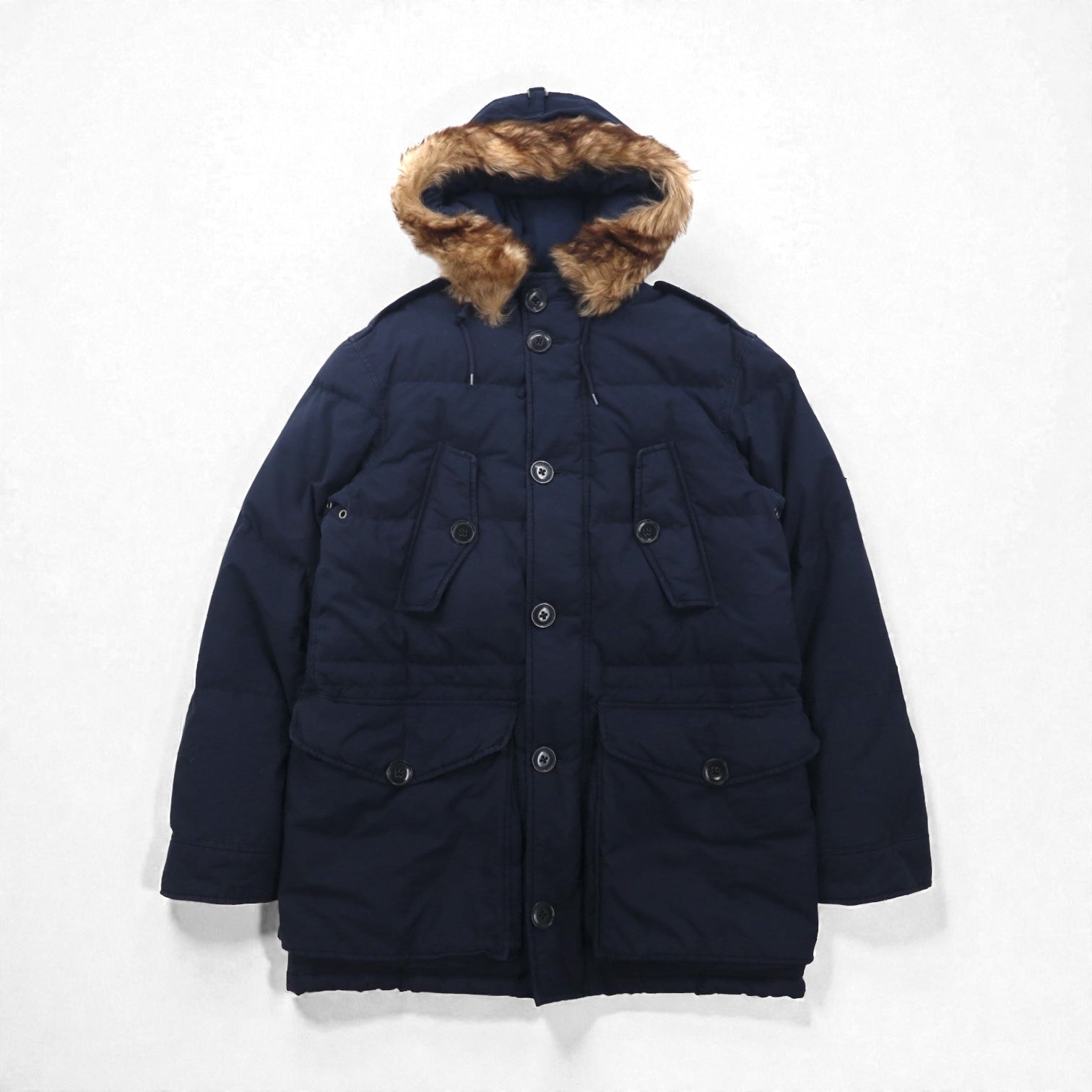 Polo Ralph Lauren 90年代 ミリタリー ダウンジャケット S ネイビー N-3B ファー着脱式