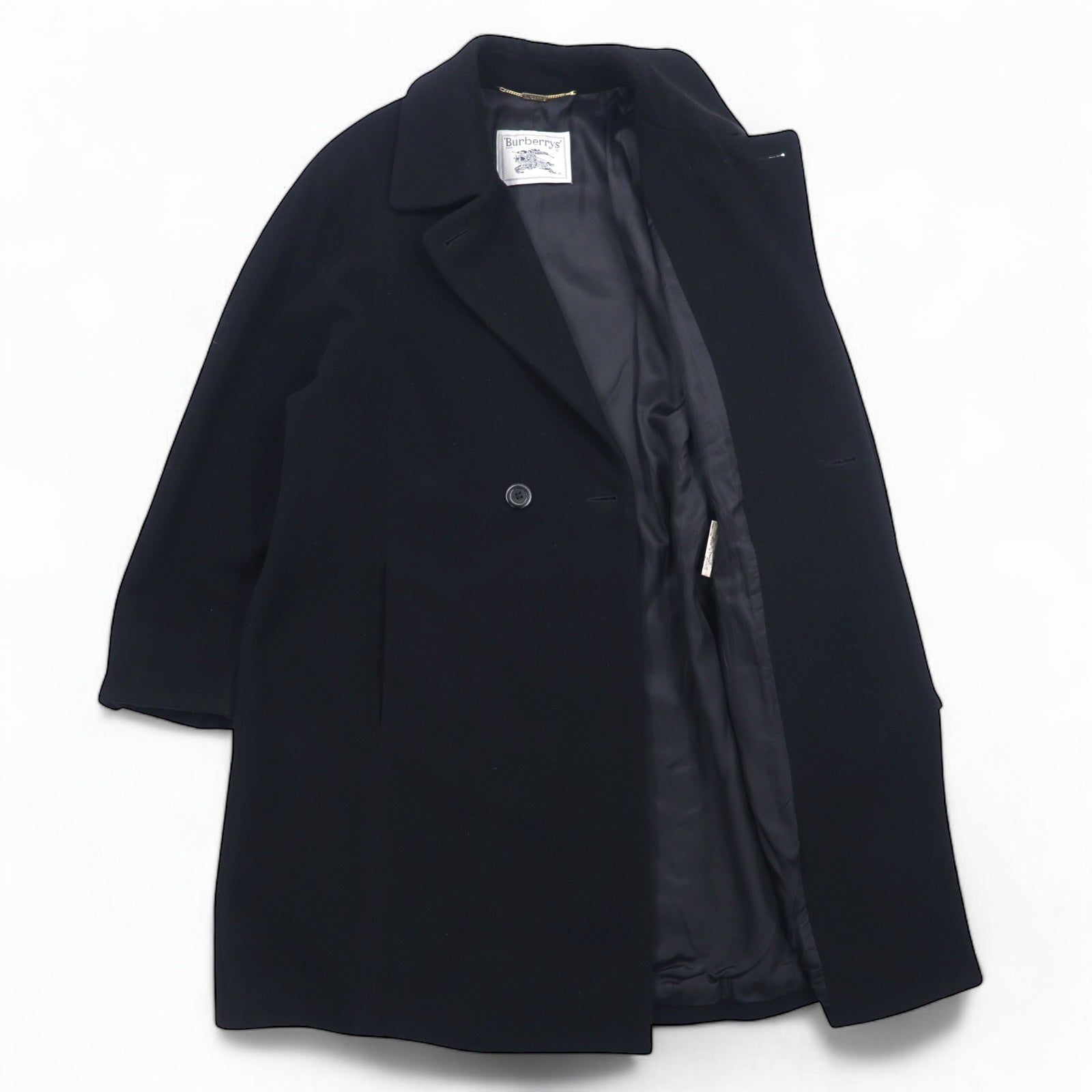 Burberrys Chester Coat in Cashmere, Made in Spain, Size M, Black, Wool and Cashmere
