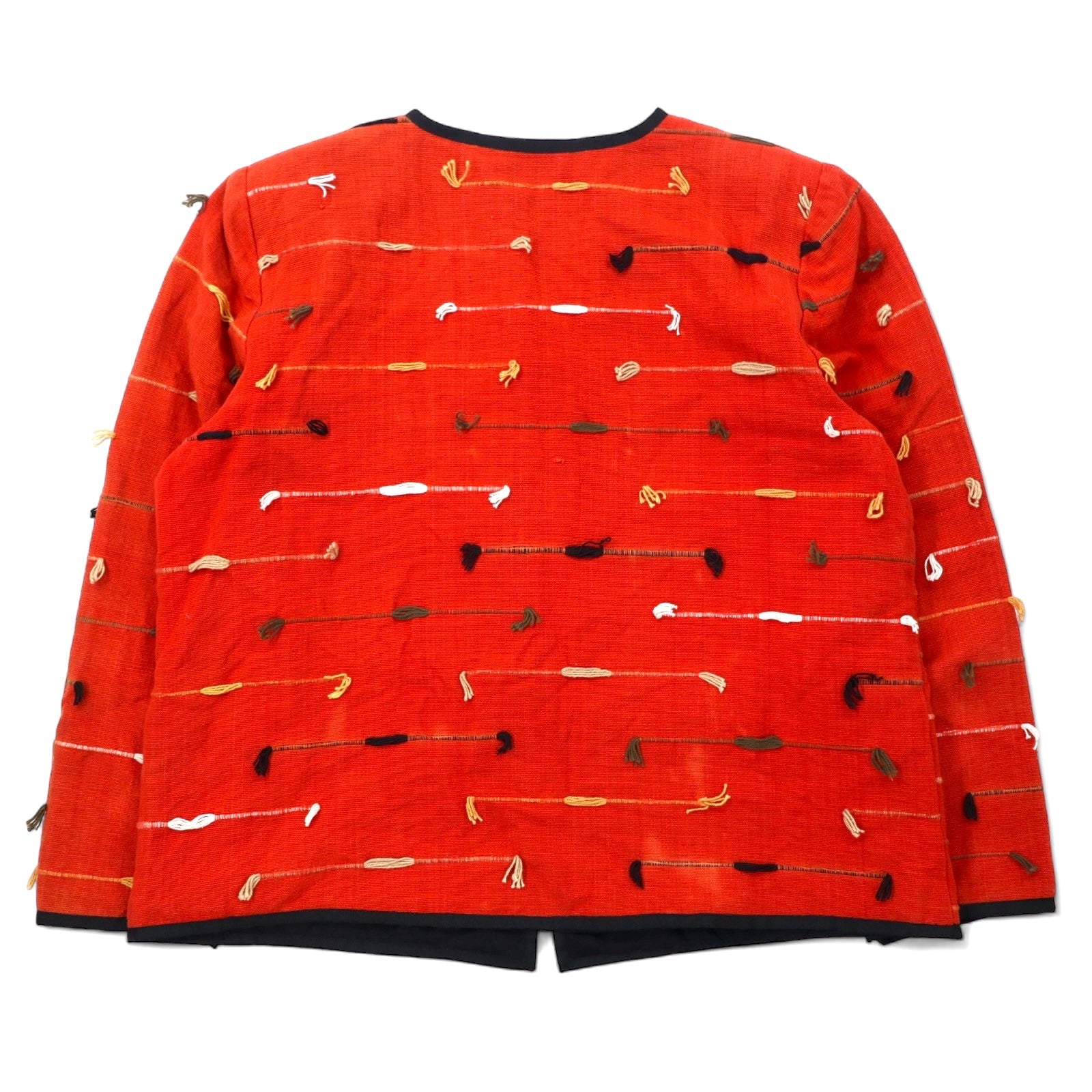 Anni '90 Allure BOUTIQUE Giacca senza collo ricamata dal design retrò L Arancione Cotone