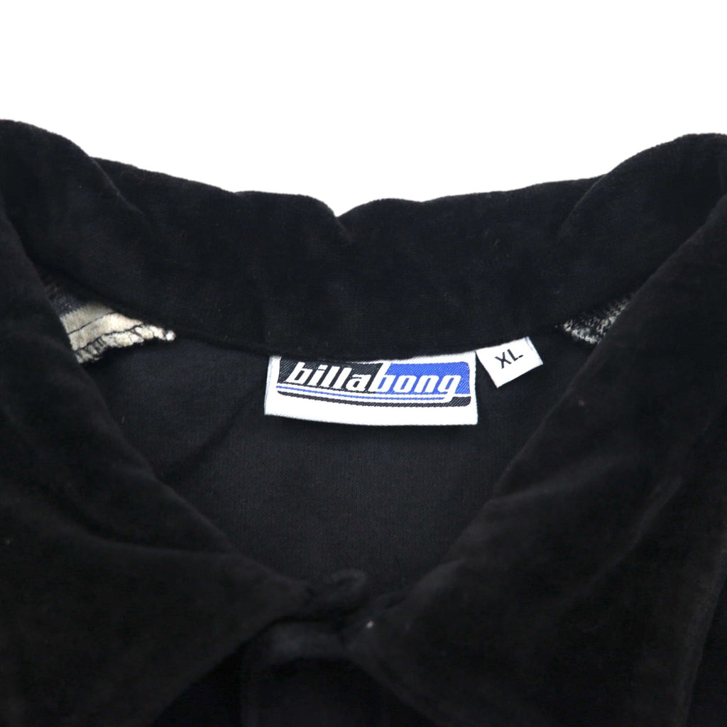Billabong anni '90, made in USA, polo in velluto a coste, taglia XL, nero, cotone, poliestere, logo ricamato.