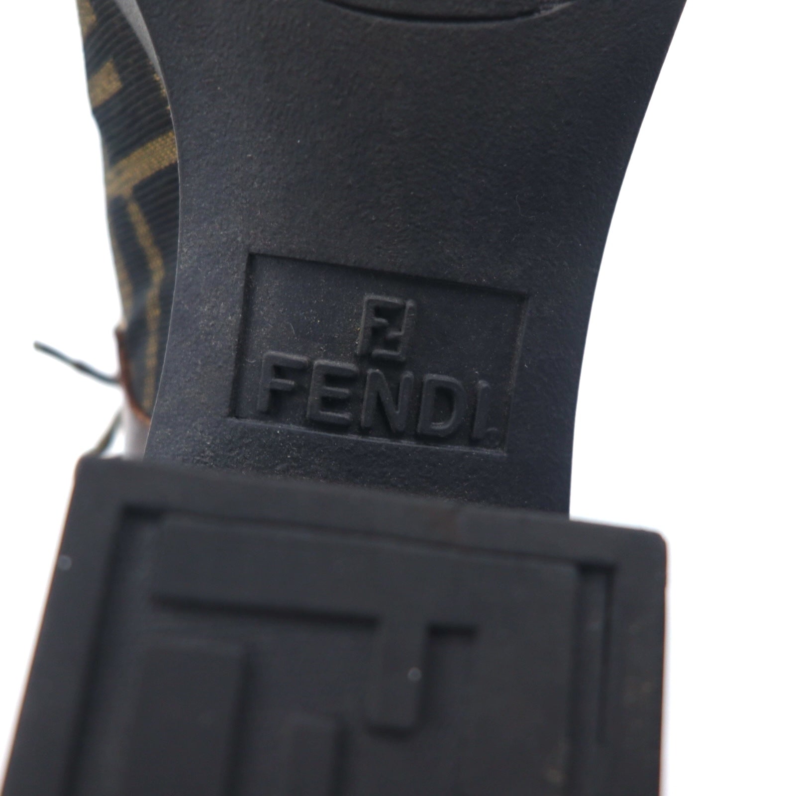 FENDI Stivaletti Zucchino scamosciati marrone e nero 23 cm SCARPE tela made in Italy