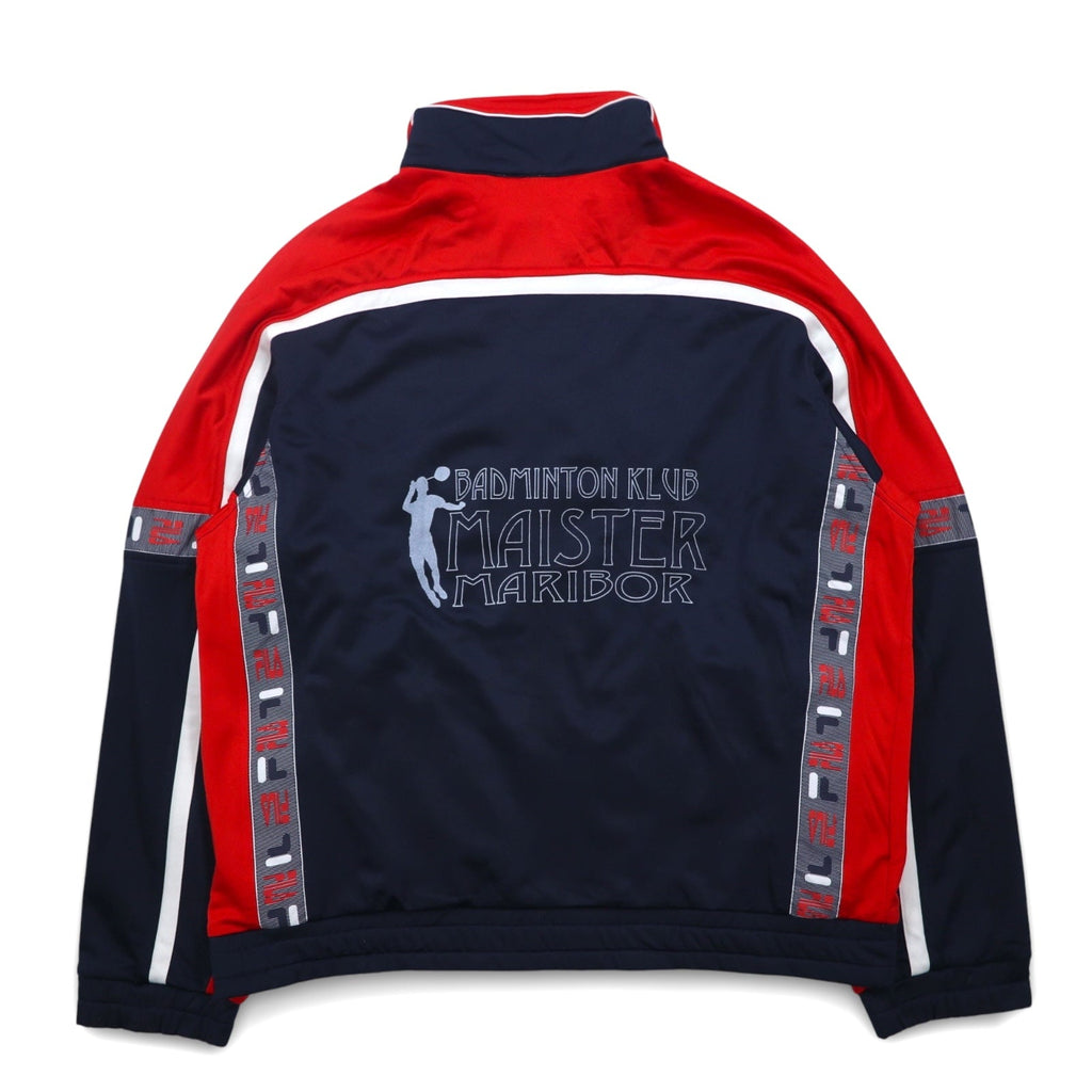 FILA Track Jacket Anni '90, Maglia Sportiva XL, Blu Navy, Rossa, Poliestere, Logo a Nastro