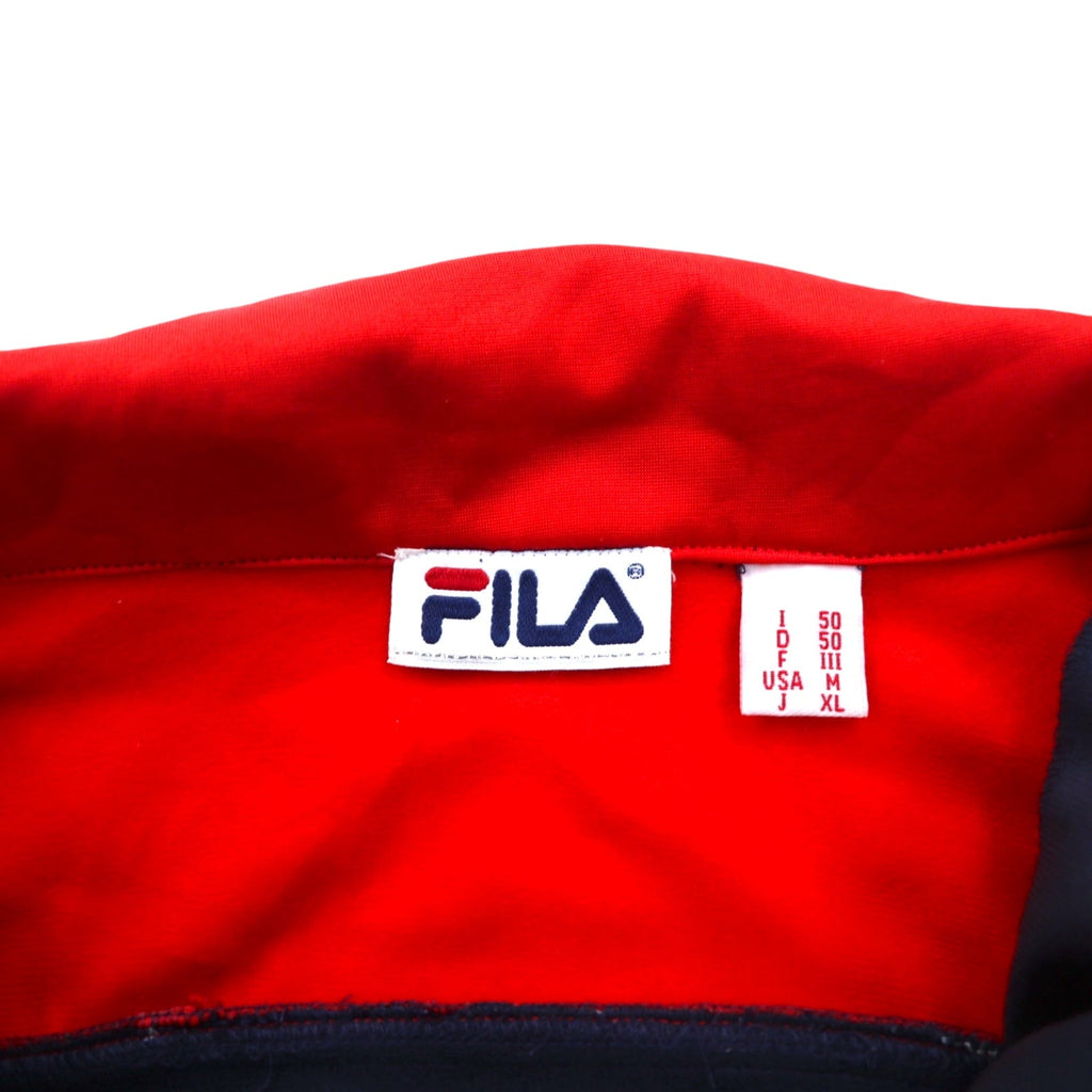 FILA Track Jacket Anni '90, Maglia Sportiva XL, Blu Navy, Rossa, Poliestere, Logo a Nastro