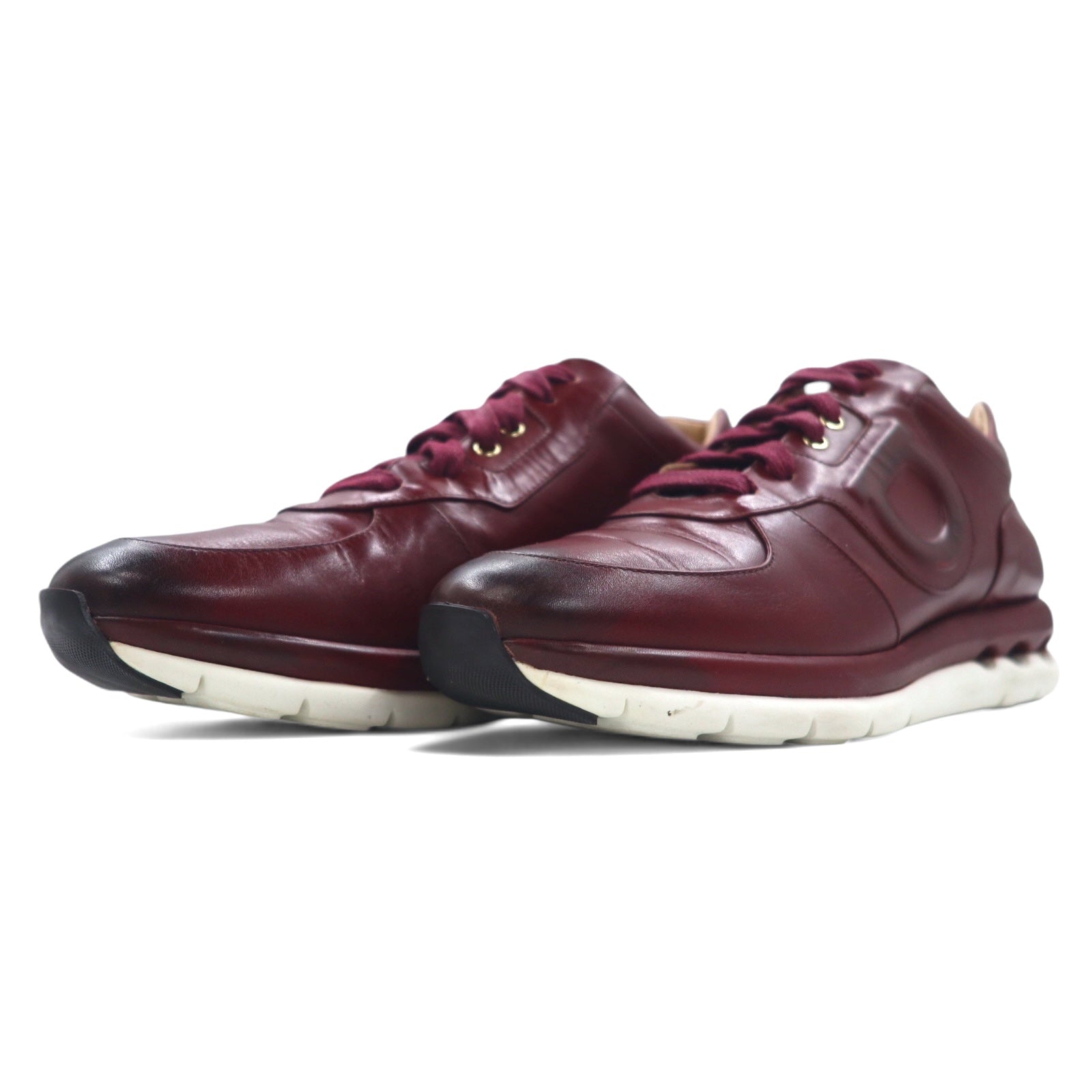 Salvatore Ferragamo イタリア製 ガンチーニ カーフレザー スニーカー 24.5cm ボルドー MORGAN NZ H 01800
