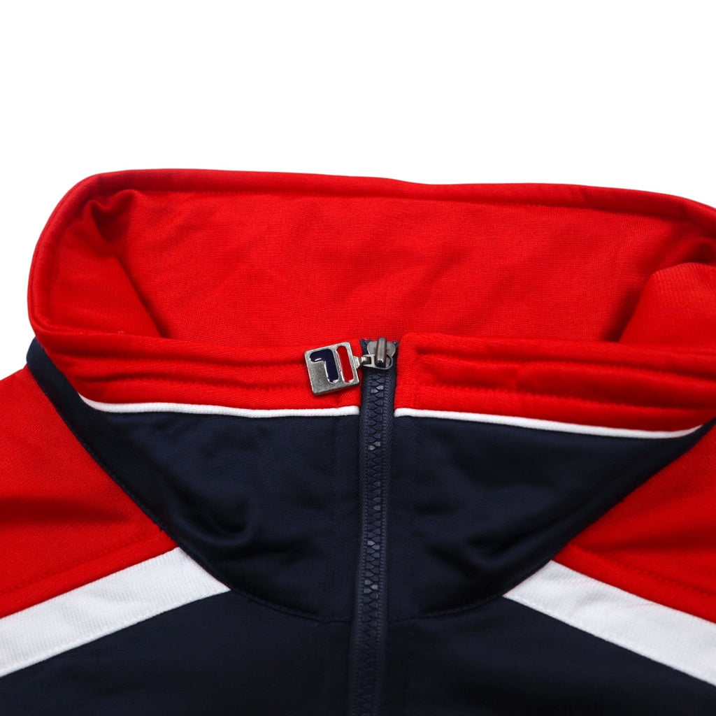 FILA Track Jacket Anni '90, Maglia Sportiva XL, Blu Navy, Rossa, Poliestere, Logo a Nastro