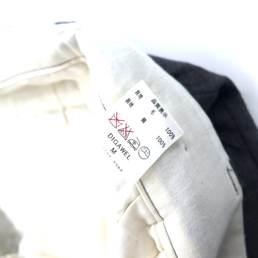 Digawel Works Pantaloni a sigaretta affusolati a 2 pinces a vita alta M grigio lana con bottoni per bretelle Prodotto in Giappone