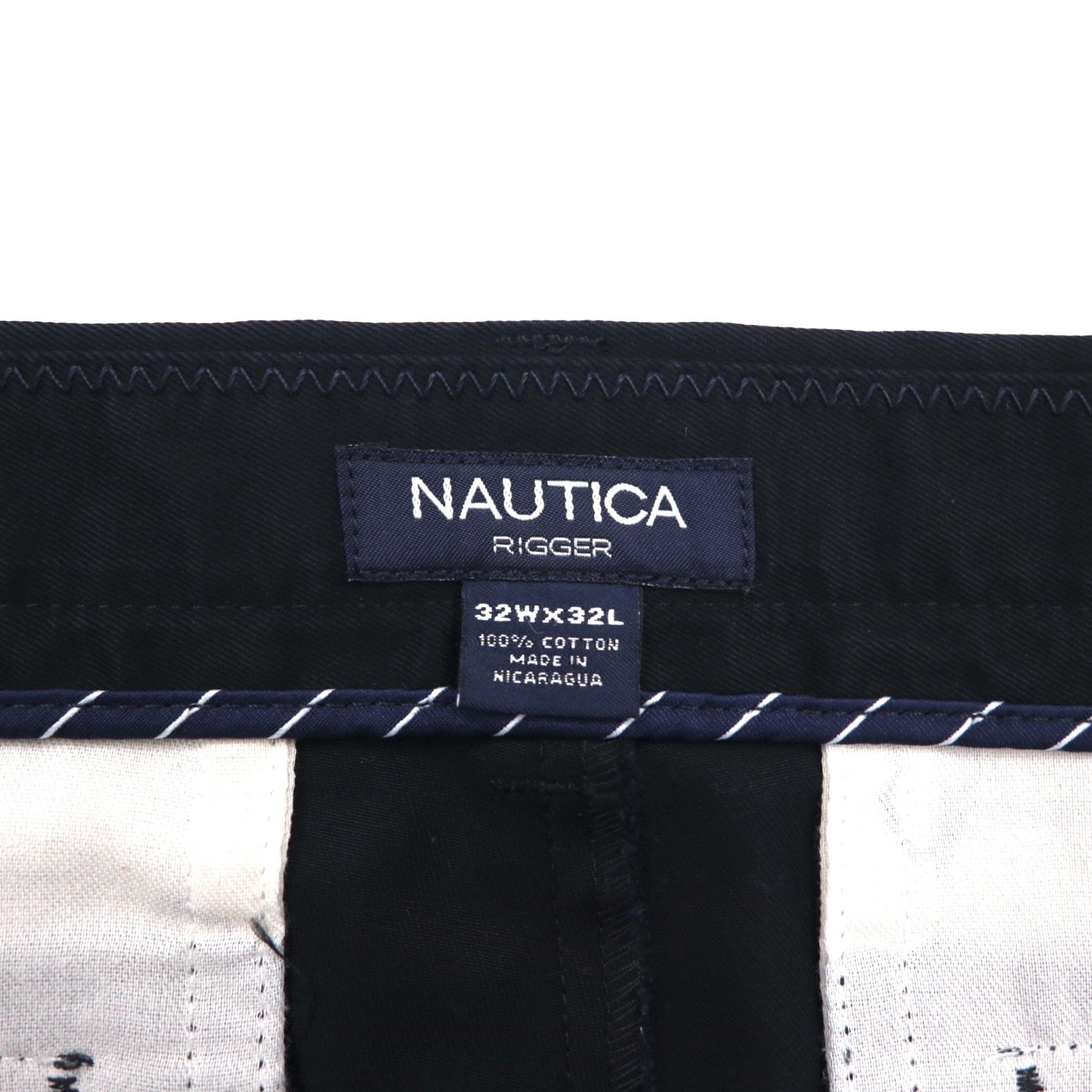 NAUTICA 2タック ワイド スラックスパンツ M ブラック RIGGER コットン