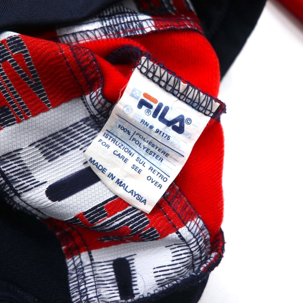FILA Track Jacket Anni '90, Maglia Sportiva XL, Blu Navy, Rossa, Poliestere, Logo a Nastro