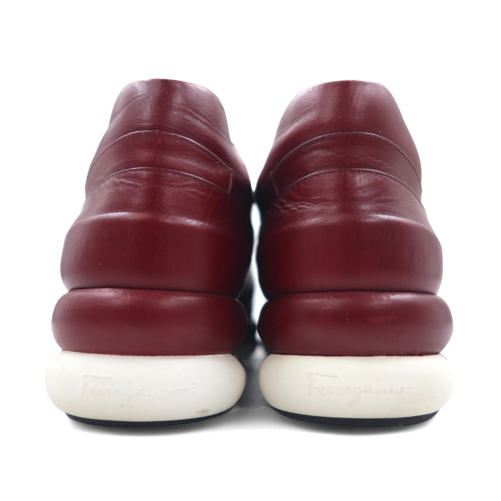 Salvatore Ferragamo Sneakers Gancini in pelle di vitello Made in Italy 24.5cm bordeaux MORGAN NZ H 01800