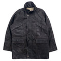 LAQUIERE Francia Euro Vintage Giacca in pelle con collo alla coreana, car coat, L, marrone, pelle di capra, coulisse