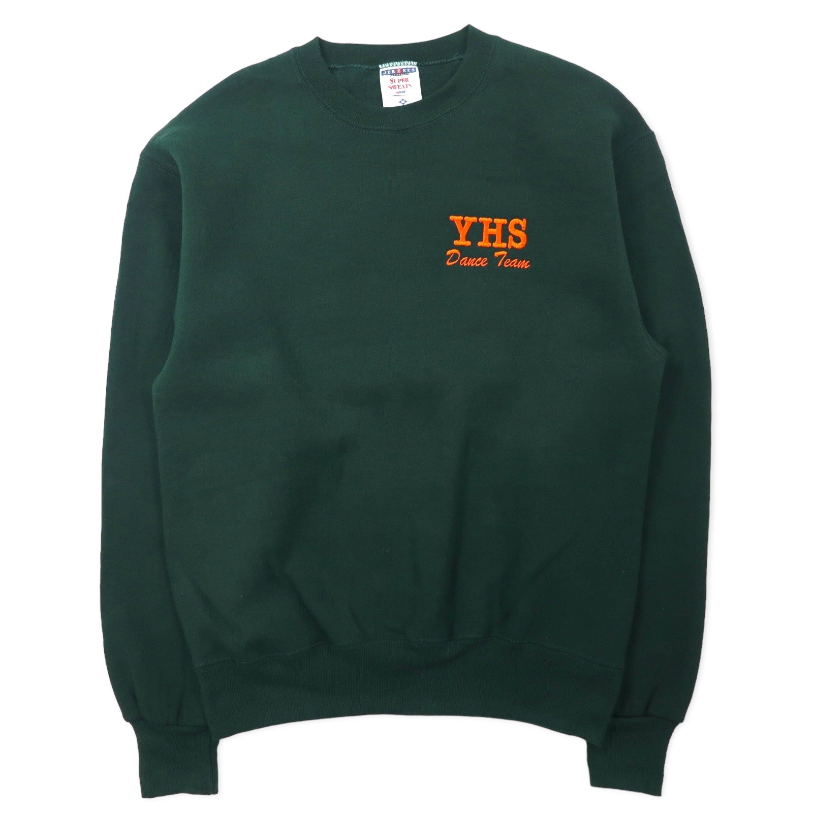 JERZEES Made in USA Anni '90 SUPER SWEATS Felpa girocollo M Verde Cotone Interno felpato YHS Dance Team Ricamo piccolo