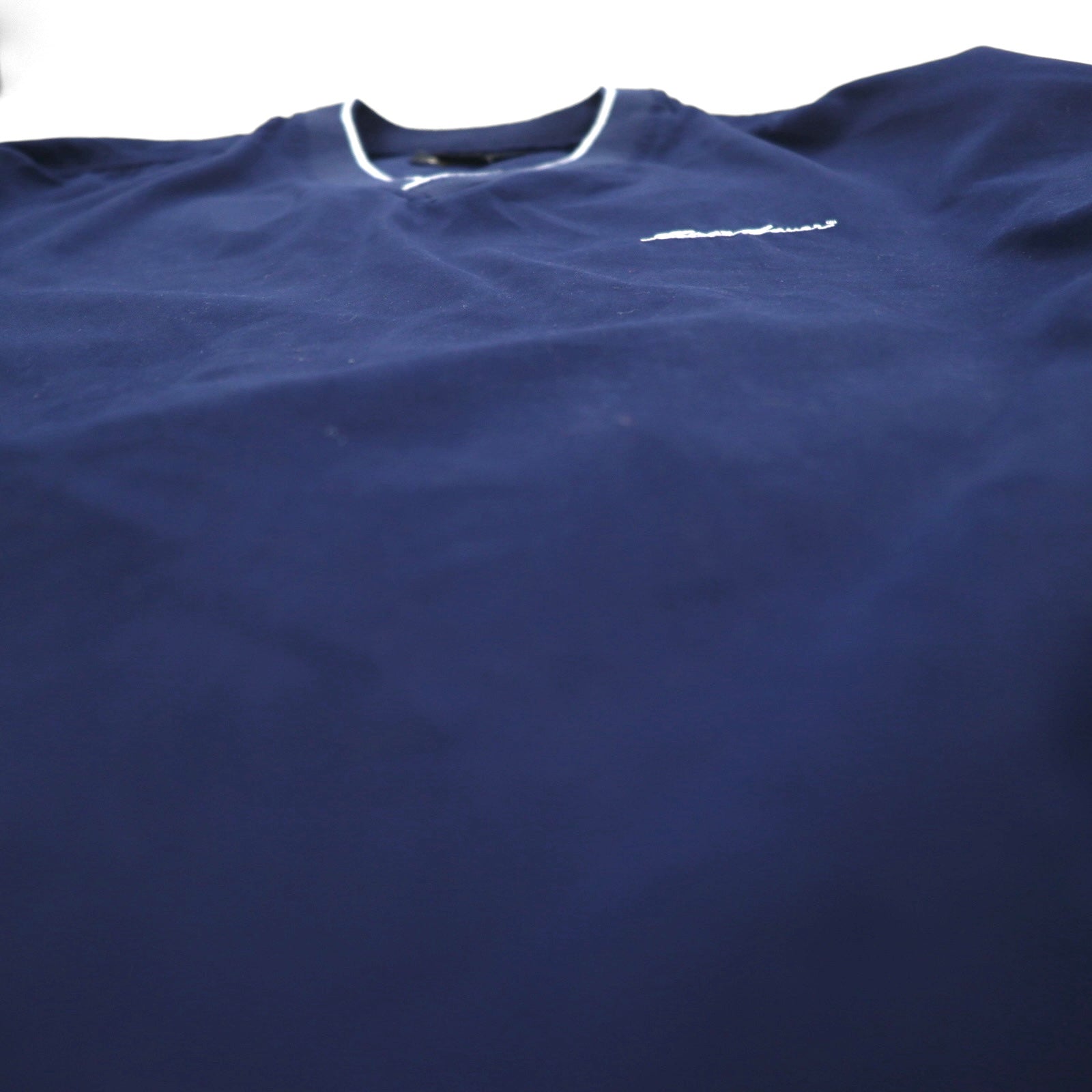 Eddie Bauer Giacca a vento pullover in nylon, taglia L, blu navy, poliestere idrorepellente, logo ricamato a punto singolo, tasche laterali