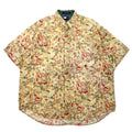 TOMMY HILFIGER 90年代 半袖 ボタンダウンシャツ XL ベージュ 花柄 リネン コットン ビッグサイズ