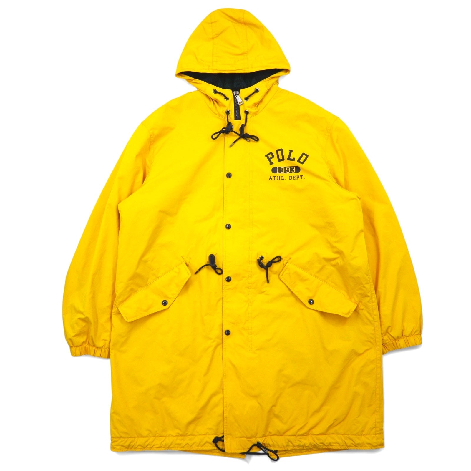 POLO RALPH LAUREN Parka Militare Bench Coat XL Giallo Poliestere Fodera in Pile Imbottita Coulisse Stampa Logo College Logo Posteriore