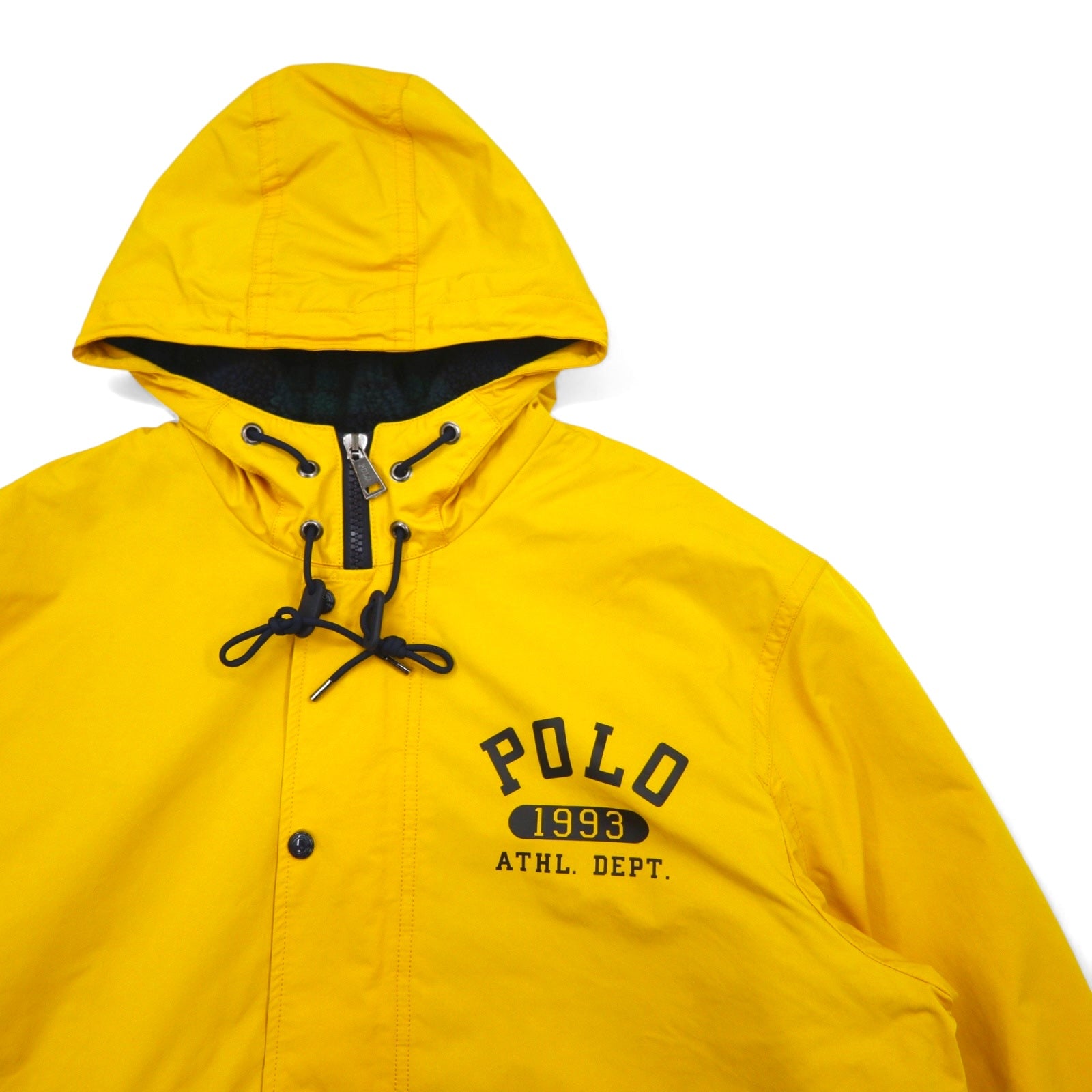 POLO RALPH LAUREN Parka Militare Bench Coat XL Giallo Poliestere Fodera in Pile Imbottita Coulisse Stampa Logo College Logo Posteriore