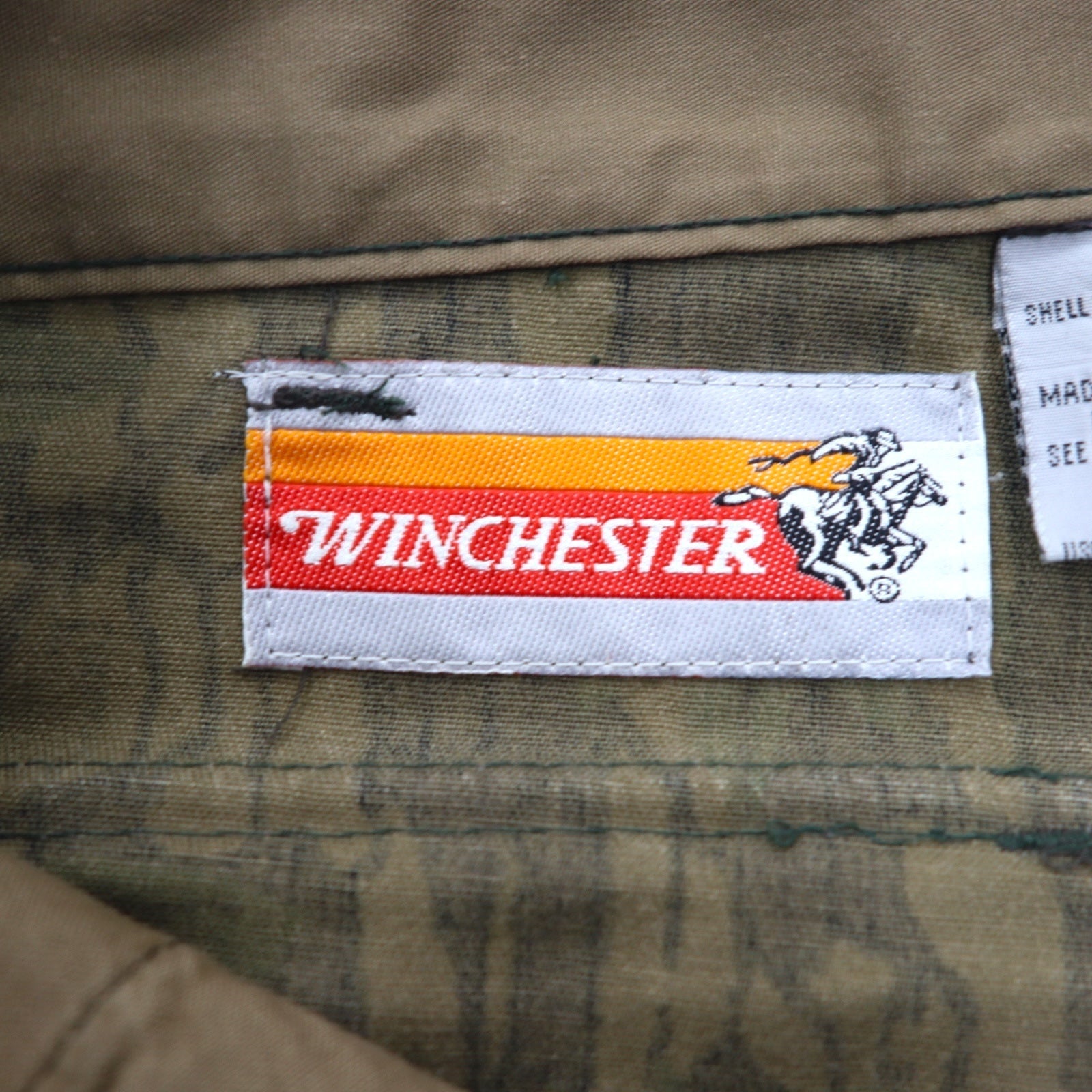 Pantaloni da caccia WINCHESTER anni '90, taglia L, color kaki, mimetismo realtree, inserti a contrasto, cerniere alle caviglie, CONCEAL