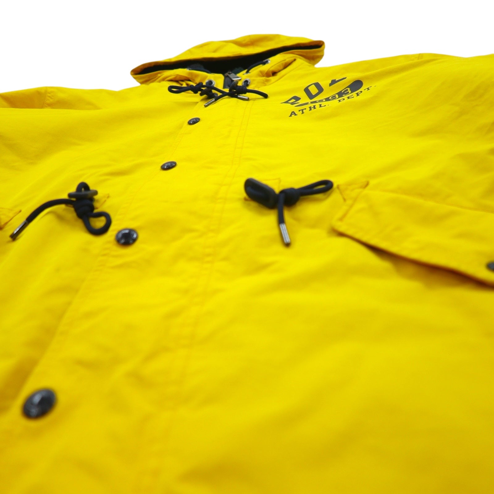 POLO RALPH LAUREN Parka Militare Bench Coat XL Giallo Poliestere Fodera in Pile Imbottita Coulisse Stampa Logo College Logo Posteriore