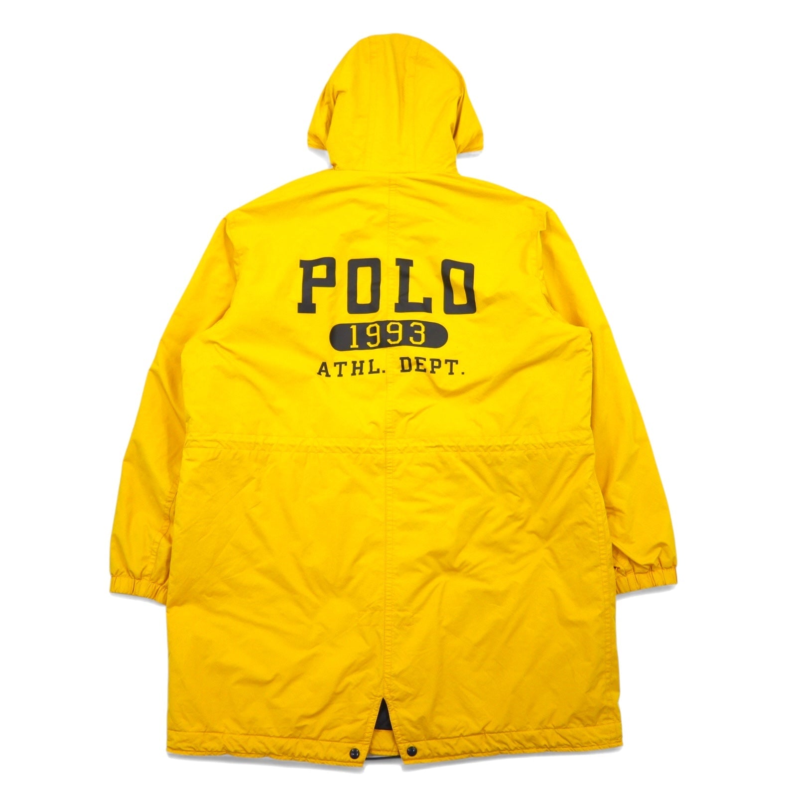 POLO RALPH LAUREN Parka Militare Bench Coat XL Giallo Poliestere Fodera in Pile Imbottita Coulisse Stampa Logo College Logo Posteriore
