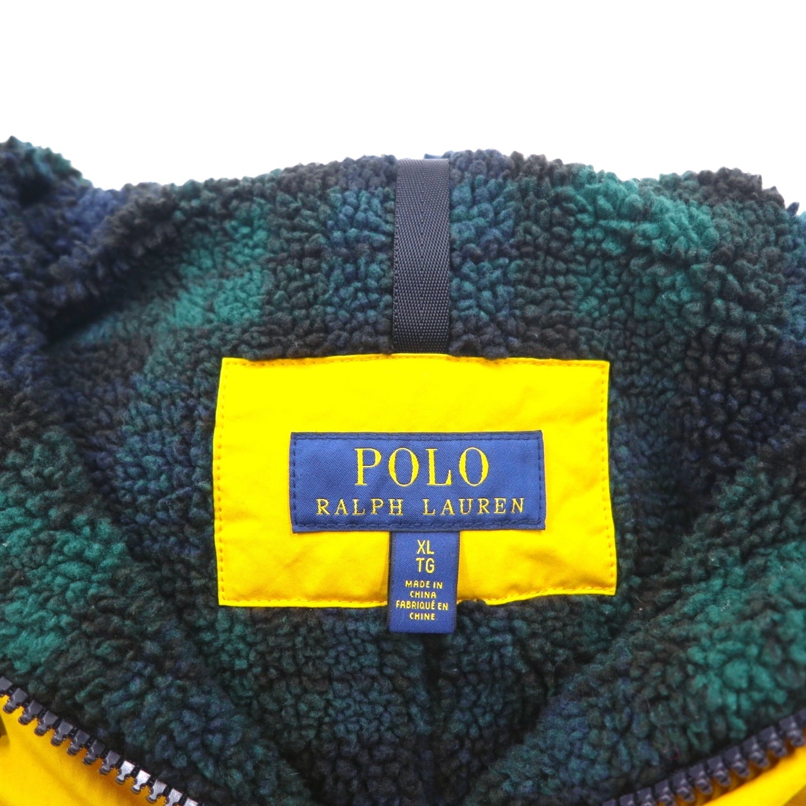 POLO RALPH LAUREN Parka Militare Bench Coat XL Giallo Poliestere Fodera in Pile Imbottita Coulisse Stampa Logo College Logo Posteriore