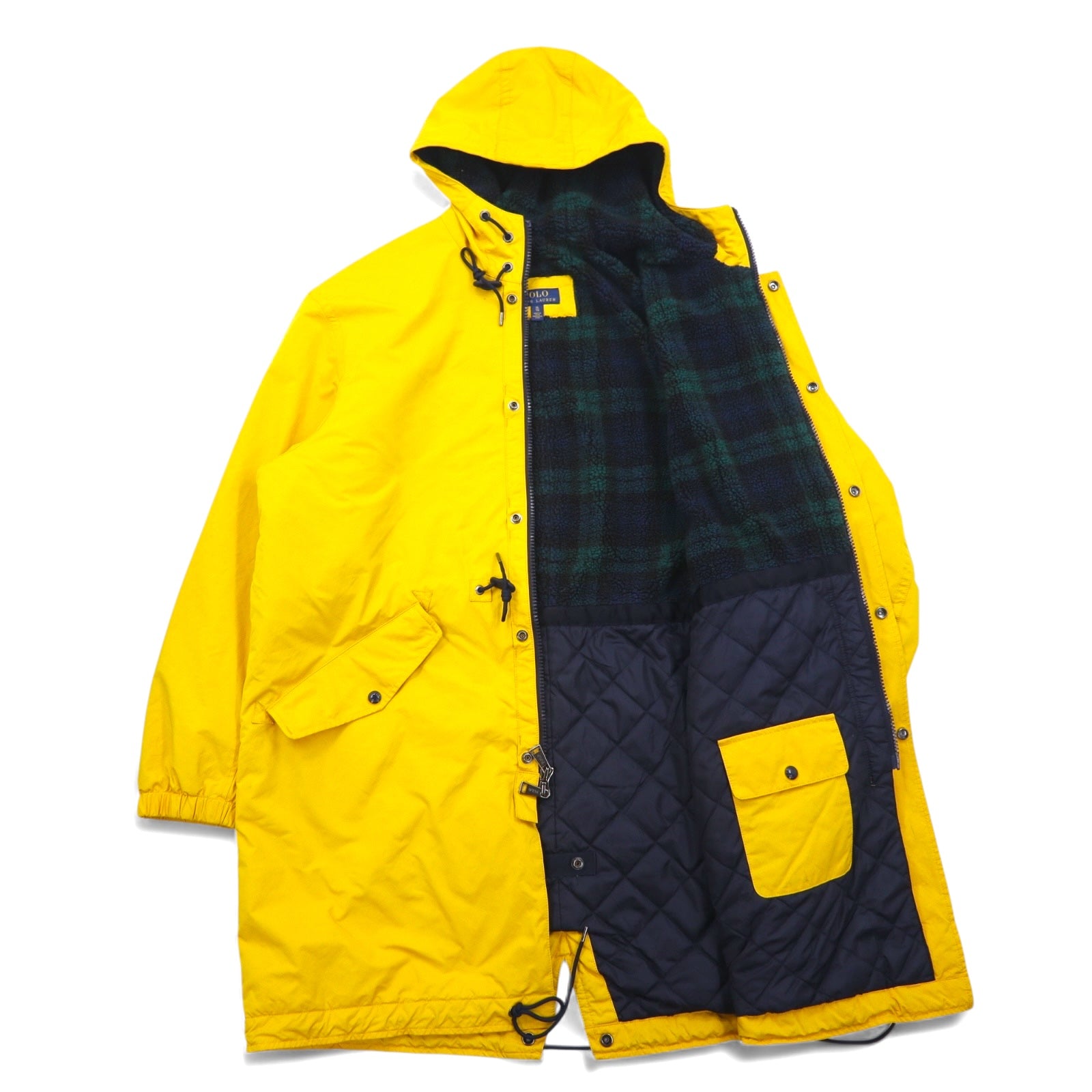 POLO RALPH LAUREN Parka Militare Bench Coat XL Giallo Poliestere Fodera in Pile Imbottita Coulisse Stampa Logo College Logo Posteriore
