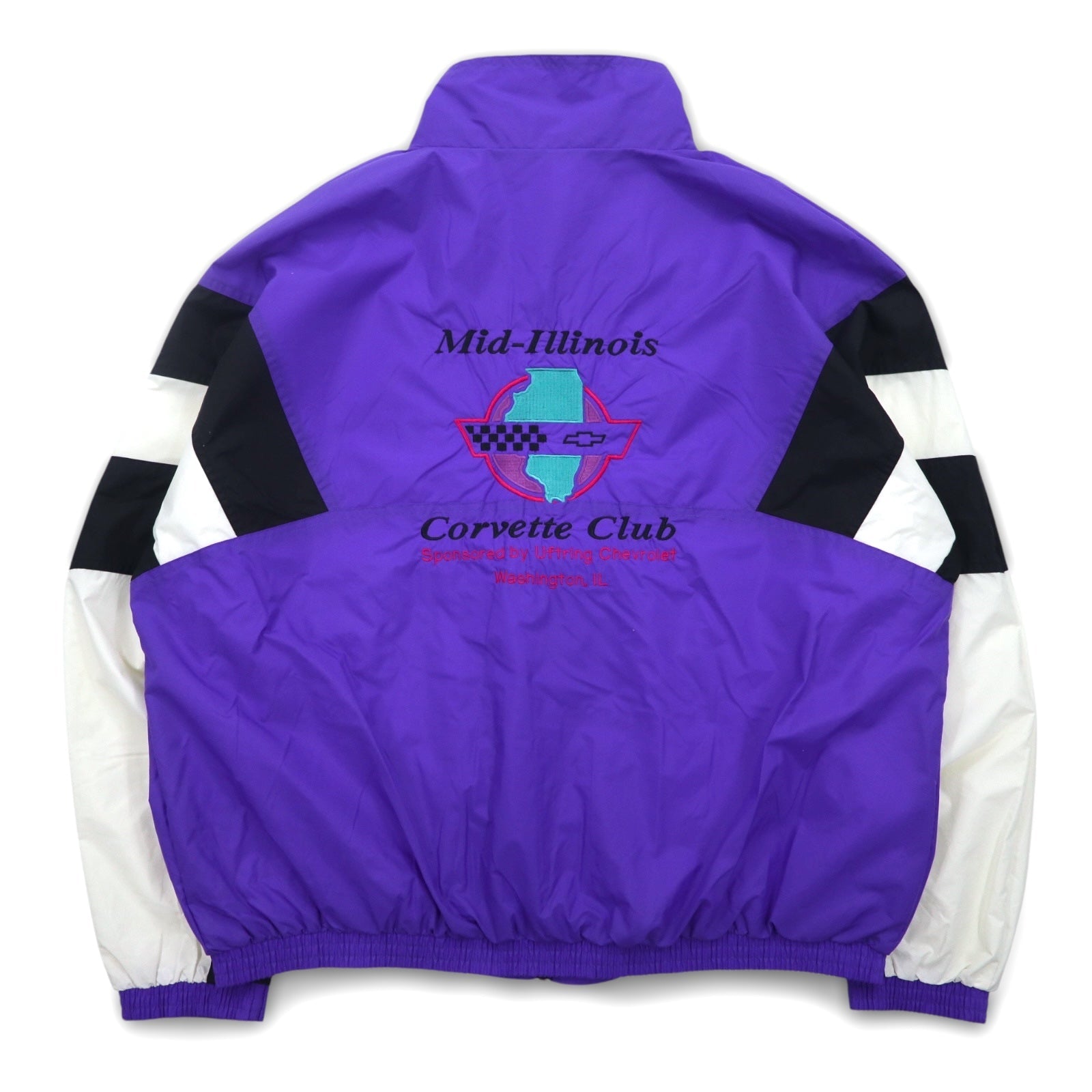 Giacca in nylon Holloway anni '90, taglia XL, colore viola, ricamo posteriore Corvette Club Chevrolet