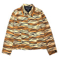 SILKLAND Anni '90 Camicia in seta con zip intera Taglia 4 Beige Fantasia Tigre
