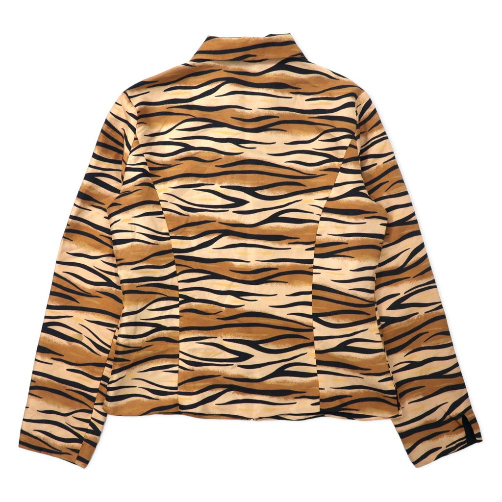 SILKLAND Anni '90 Camicia in seta con zip intera Taglia 4 Beige Fantasia Tigre