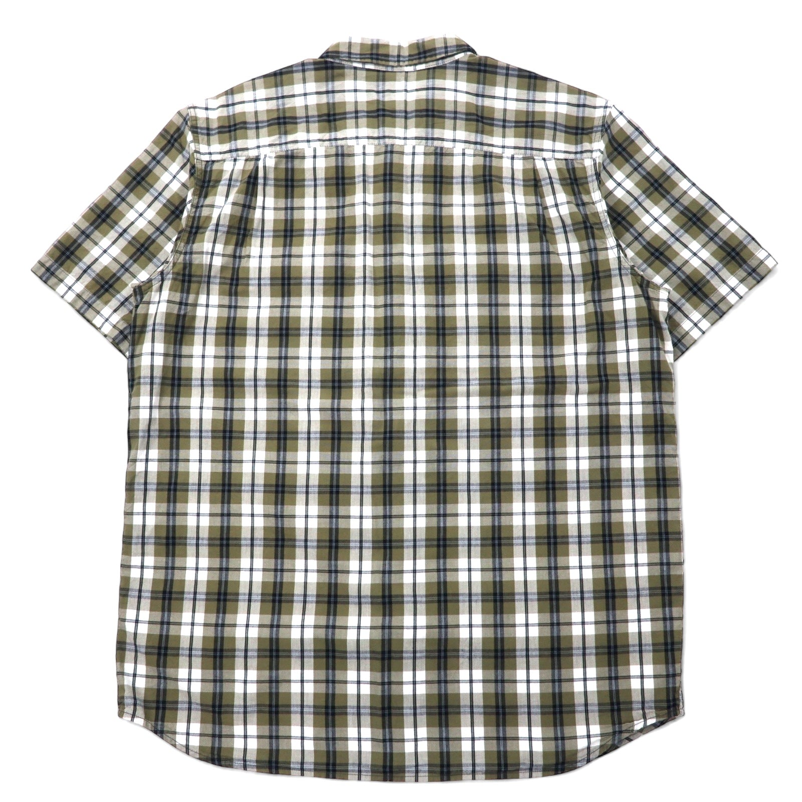 Carhartt camicia a maniche corte button-down, vestibilità rilassata, taglia XL, a quadri kaki e bianca, cotone, taglia grande