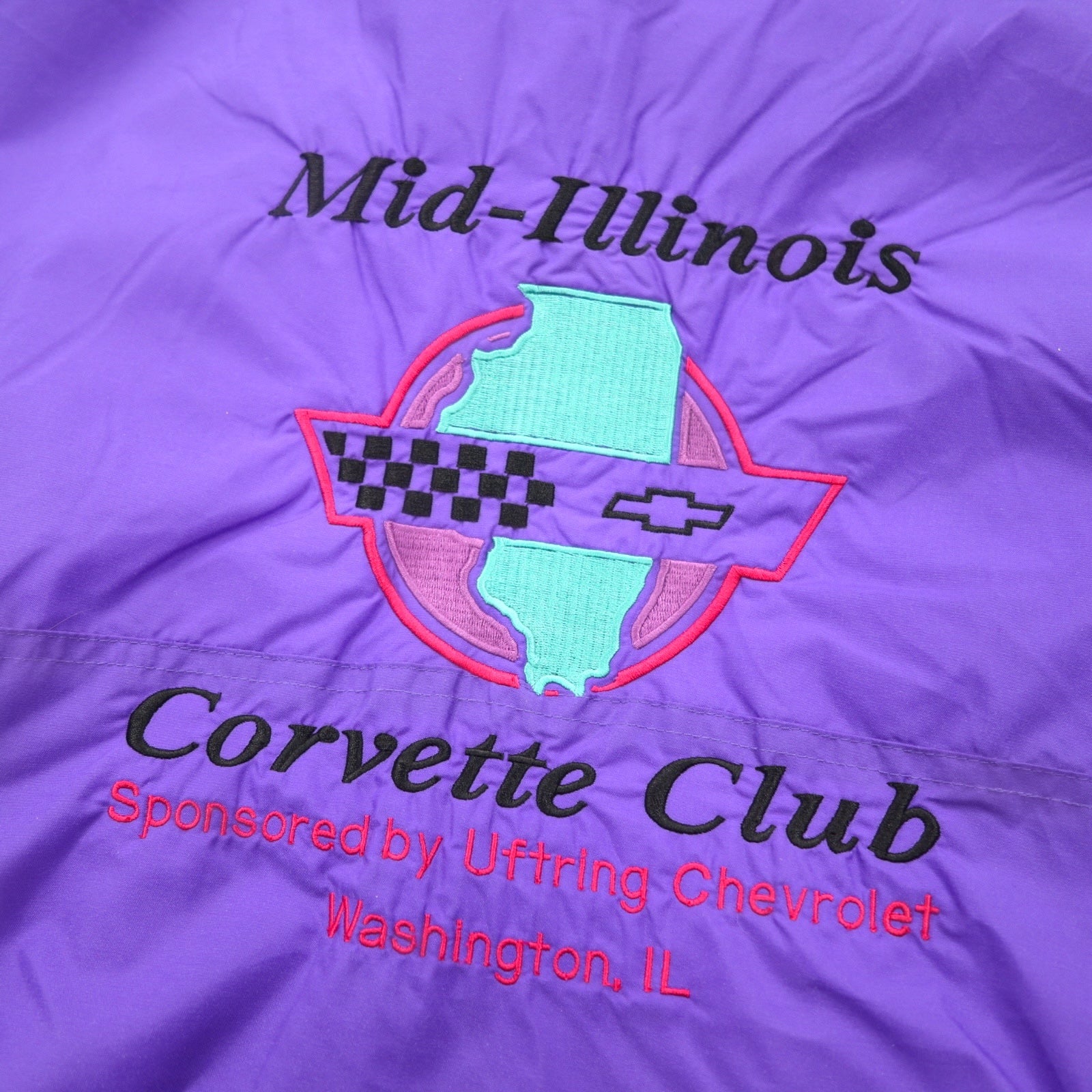 Giacca in nylon Holloway anni '90, taglia XL, colore viola, ricamo posteriore Corvette Club Chevrolet