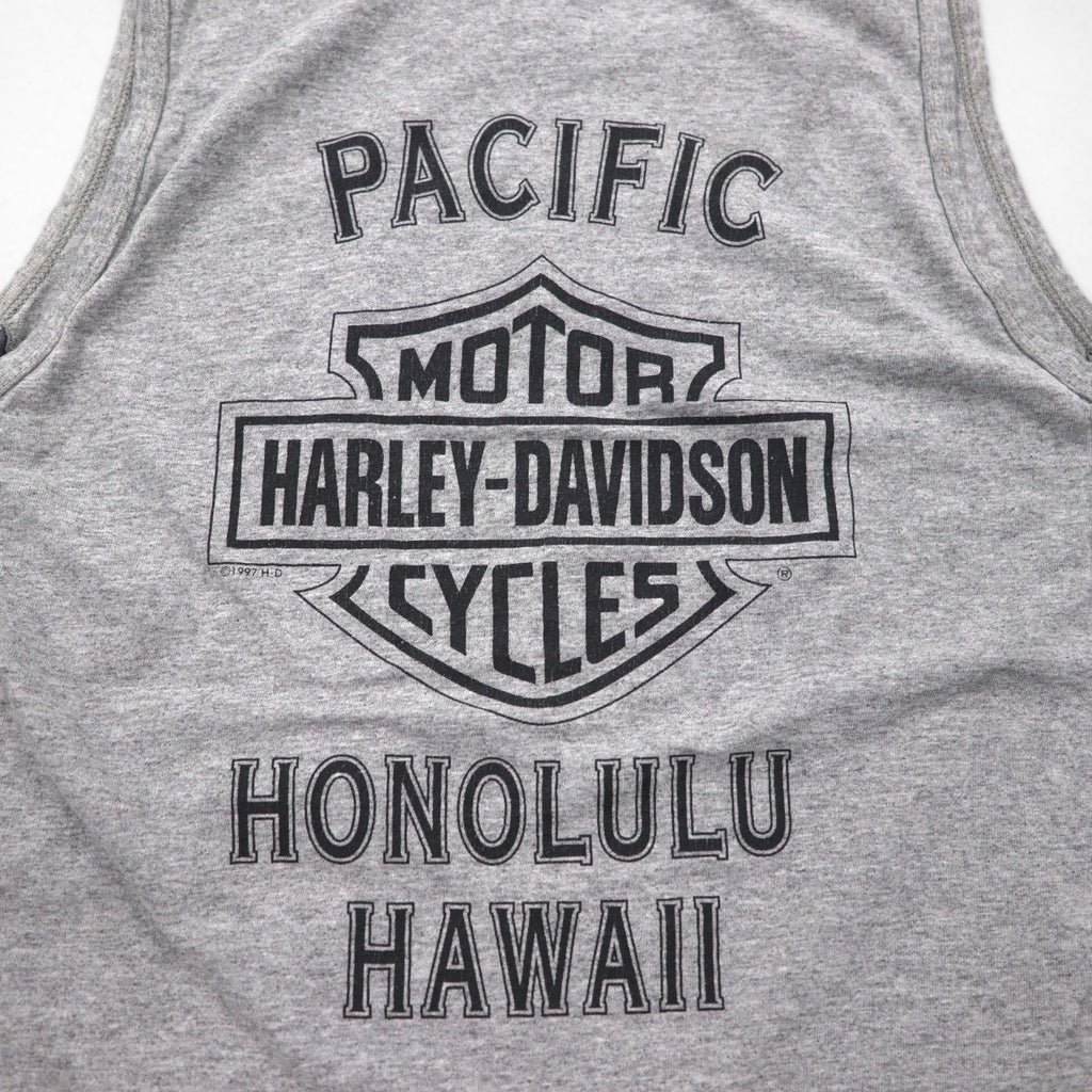 HARLEY DAVIDSON anni '90 Made in USA Canotta L Grigia Cotone HONOLULU HAWAII Stampa su entrambi i lati