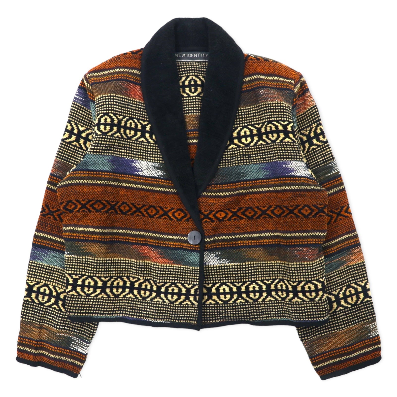 NEW IDENTITY Giacca jacquard Gobelin anni '90 L multicolore cotone fantasia all-over