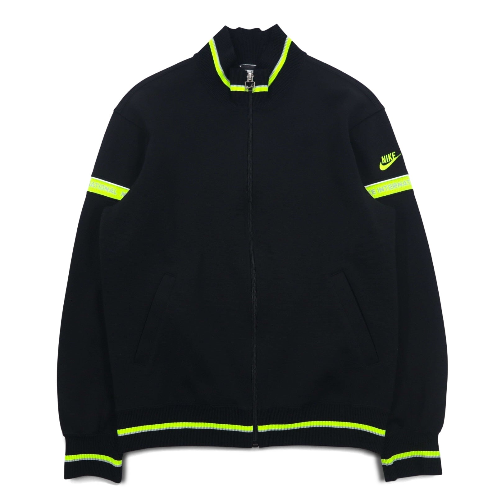 NIKE anni '80 INTERNATIONAL Giacca da jogging Tuta M Nero Swoosh Prodotto in Giappone
