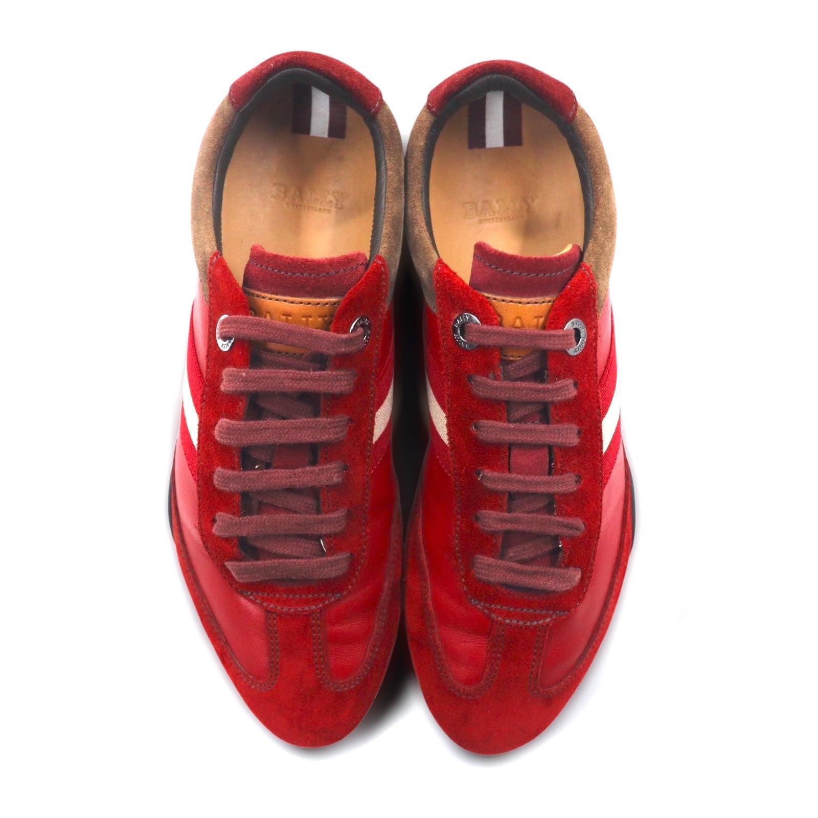 BALLY Scarpe da ginnastica stringate in pelle scamosciata Trainspotting made in Svizzera 24cm Rosso Pelle di vitello ASTRA / 221
