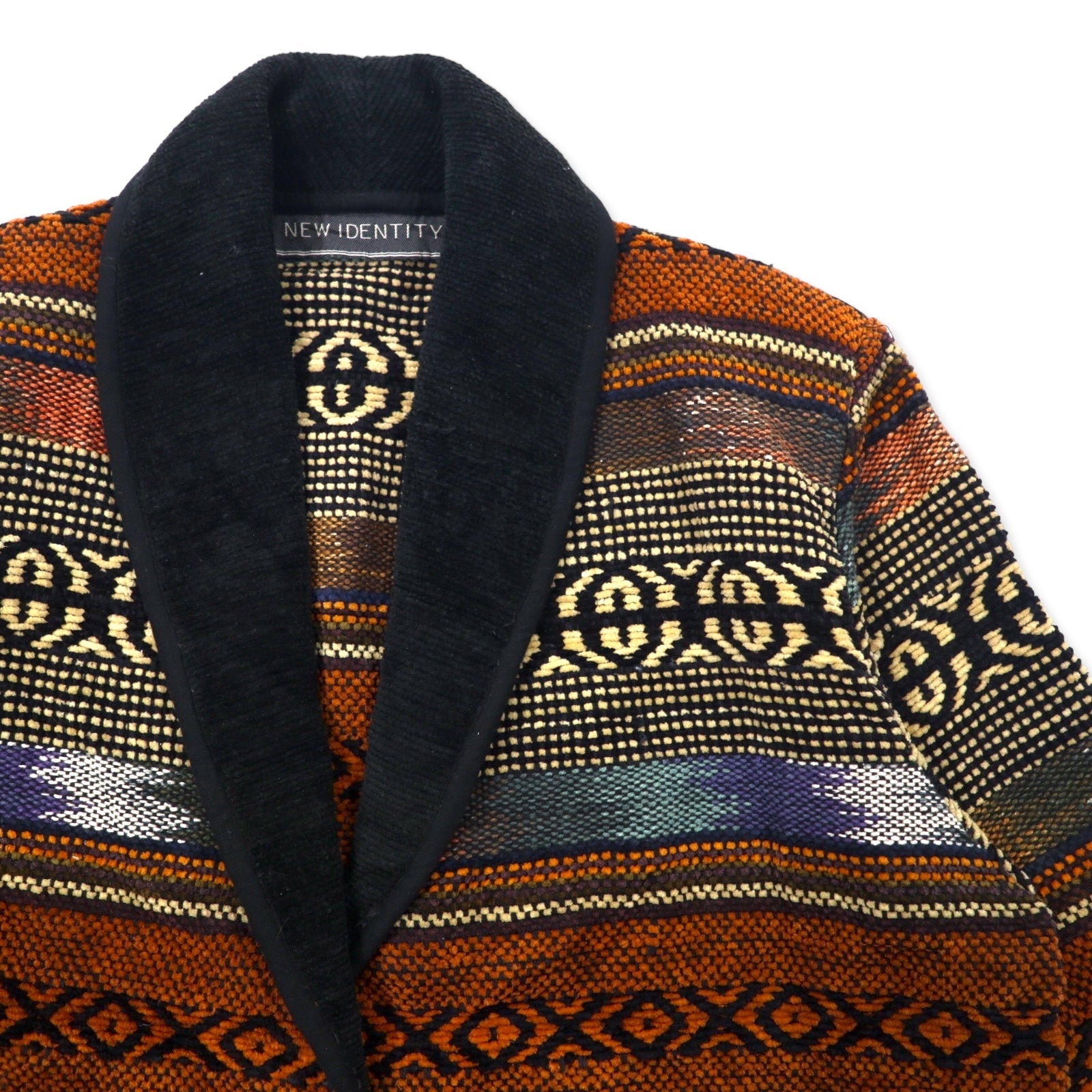 NEW IDENTITY Giacca jacquard Gobelin anni '90 L multicolore cotone fantasia all-over