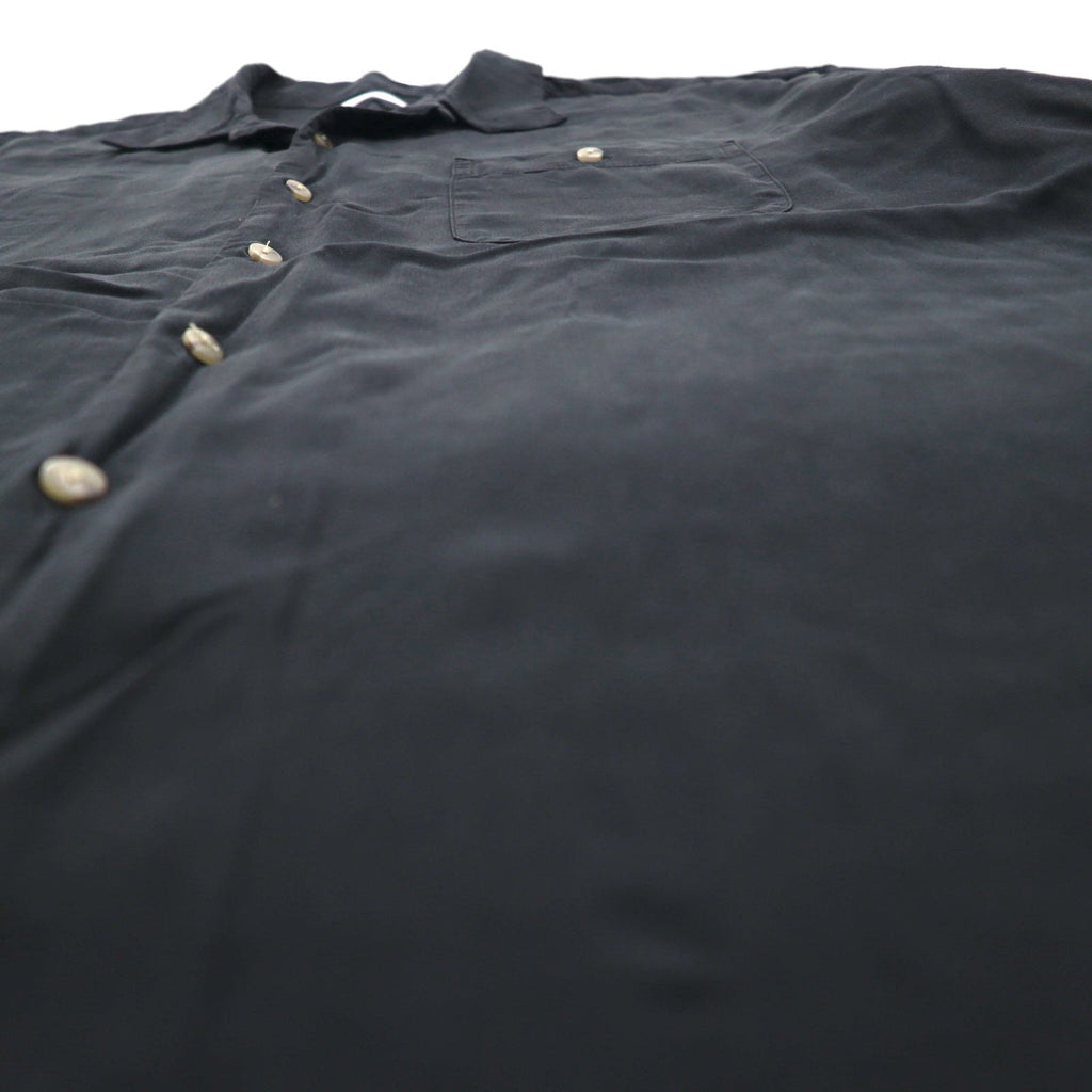Camicia Burma Bibas in seta a maniche corte, collo aperto, taglio boxy, taglia XL, colore nero