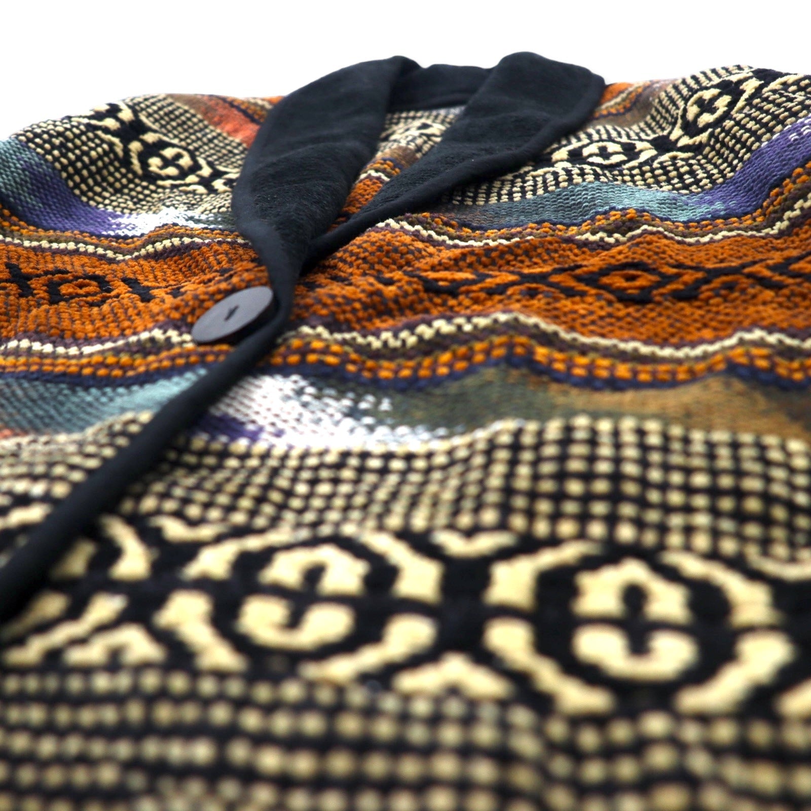 NEW IDENTITY Giacca jacquard Gobelin anni '90 L multicolore cotone fantasia all-over