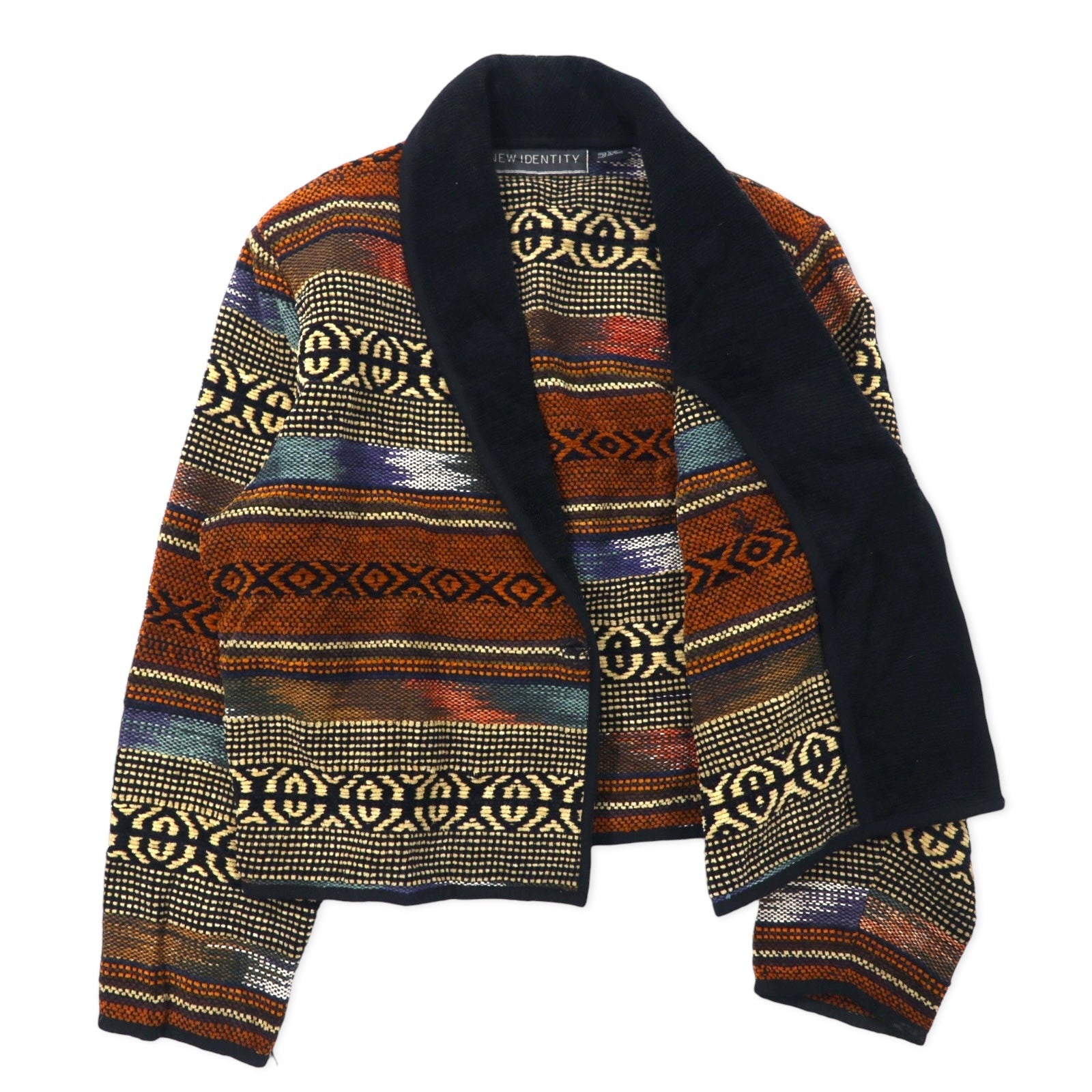 NEW IDENTITY Giacca jacquard Gobelin anni '90 L multicolore cotone fantasia all-over