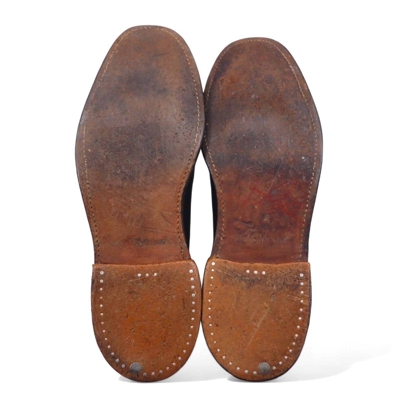 Scarpe brogue "wingtip" "country" in pelle marrone Parliament, prodotte negli USA negli anni '60, 28cm, C68 8513 LAST 6050