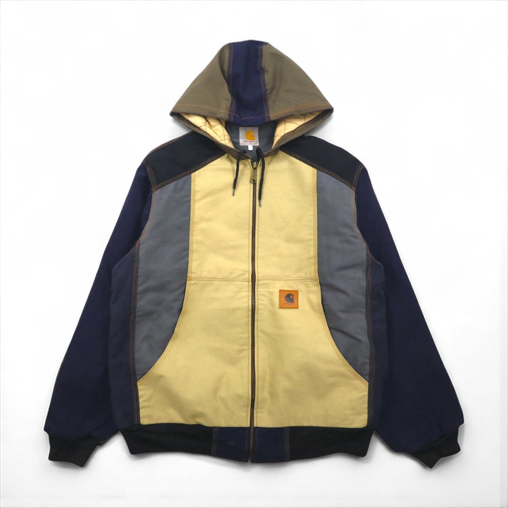 carhartt リメイク 再構築 カラーブロック ダック アクティブジャケット パーカー L マルチカラー クレイジーパターン コットン