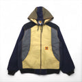 carhartt リメイク 再構築 カラーブロック ダック アクティブジャケット パーカー L マルチカラー クレイジーパターン コットン