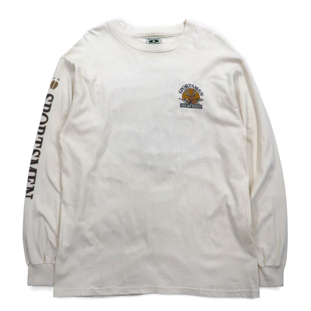 T-shirt a maniche lunghe Green Brand anni '90, Made in USA, stampa sulle maniche, taglia XL, SPORTSMEN FISH AND WILDLIFE