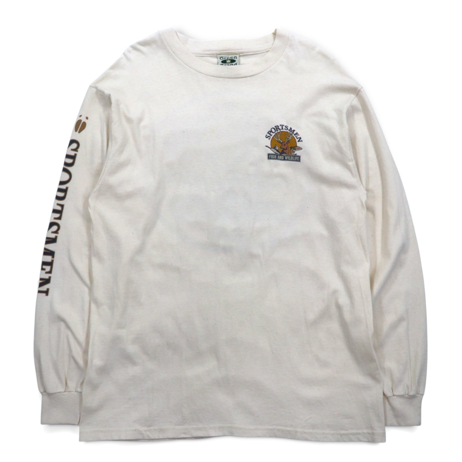 T-shirt a maniche lunghe Green Brand anni '90, Made in USA, stampa sulle maniche, taglia XL, SPORTSMEN FISH AND WILDLIFE